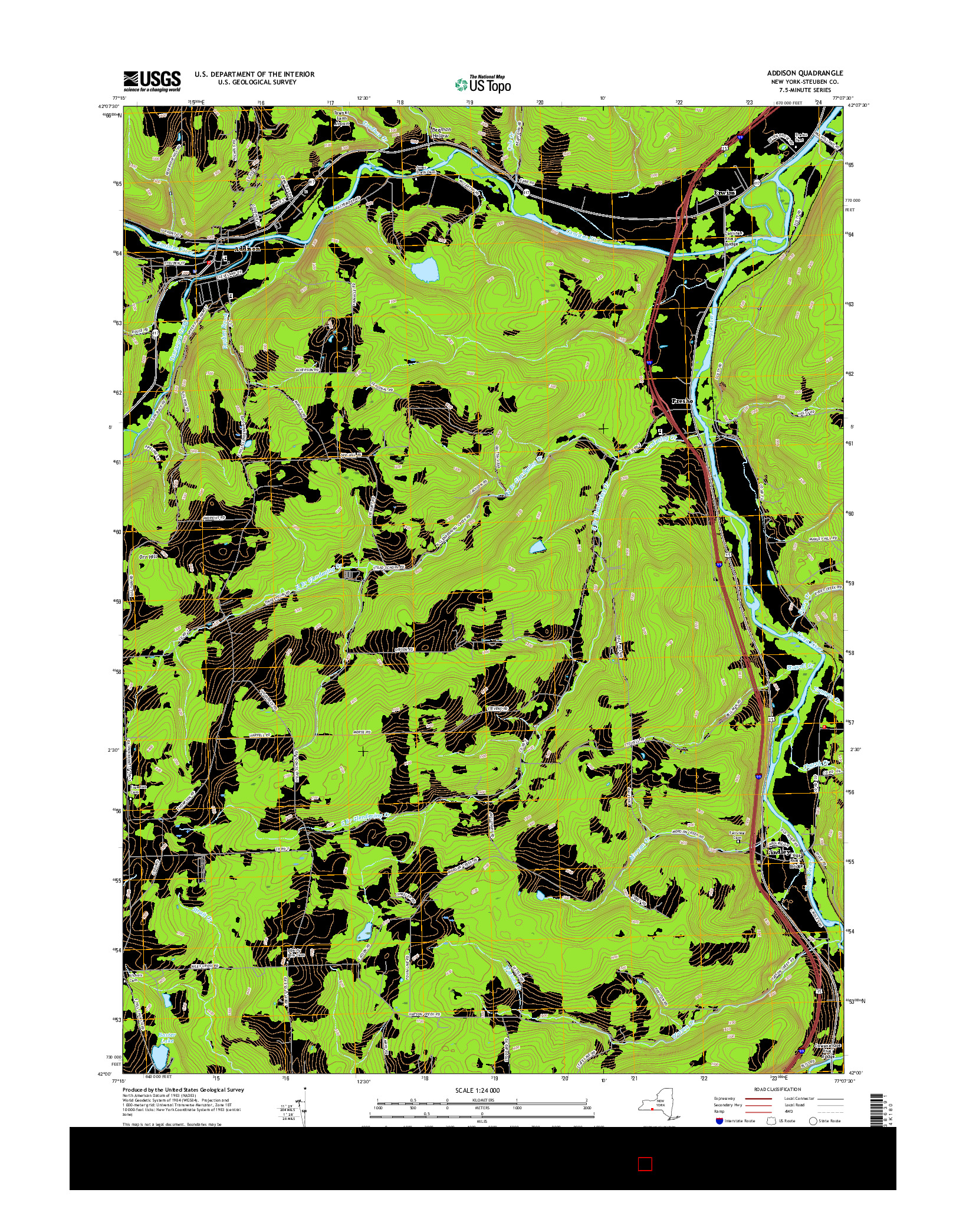 USGS US TOPO 7.5-MINUTE MAP FOR ADDISON, NY 2016