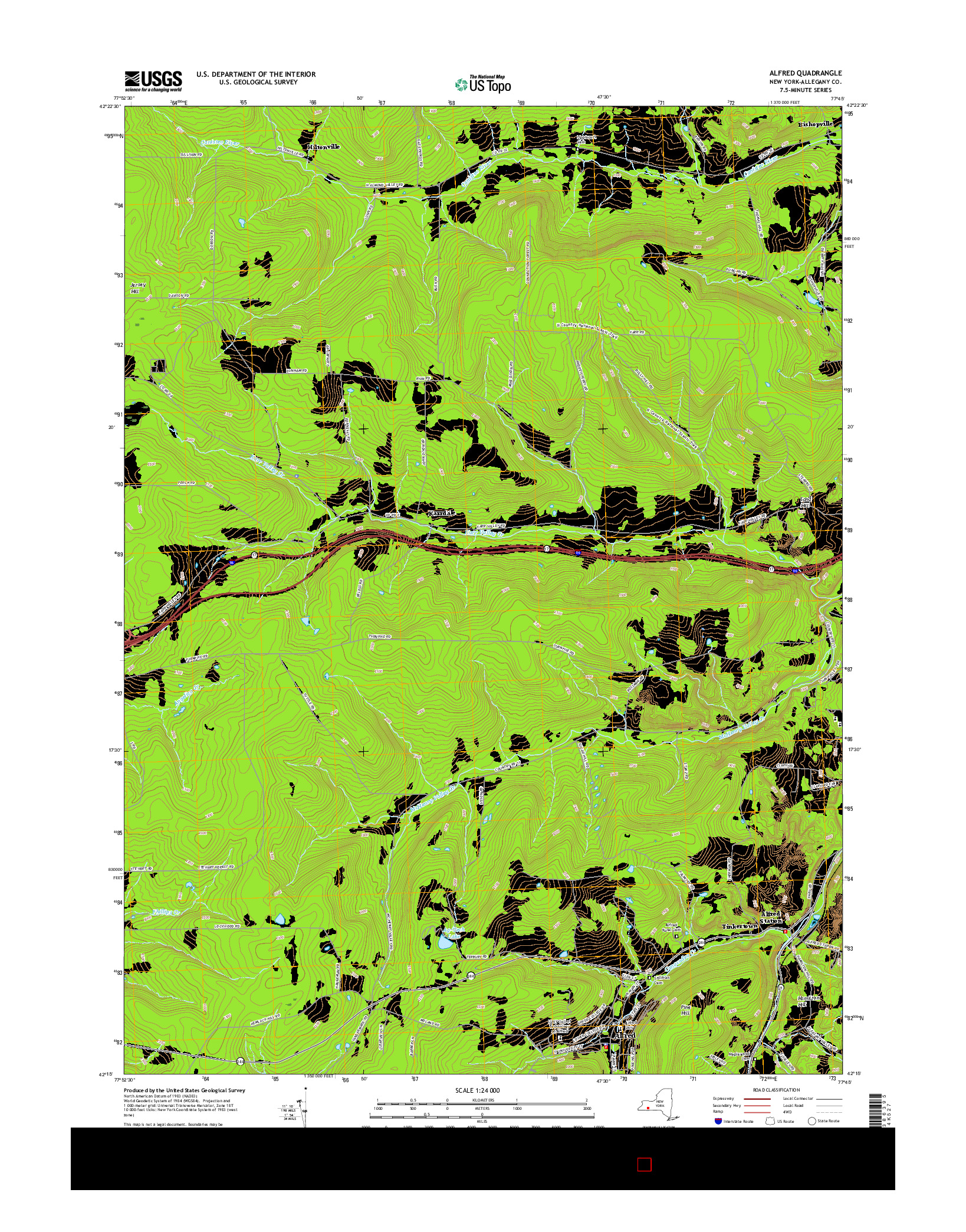 USGS US TOPO 7.5-MINUTE MAP FOR ALFRED, NY 2016