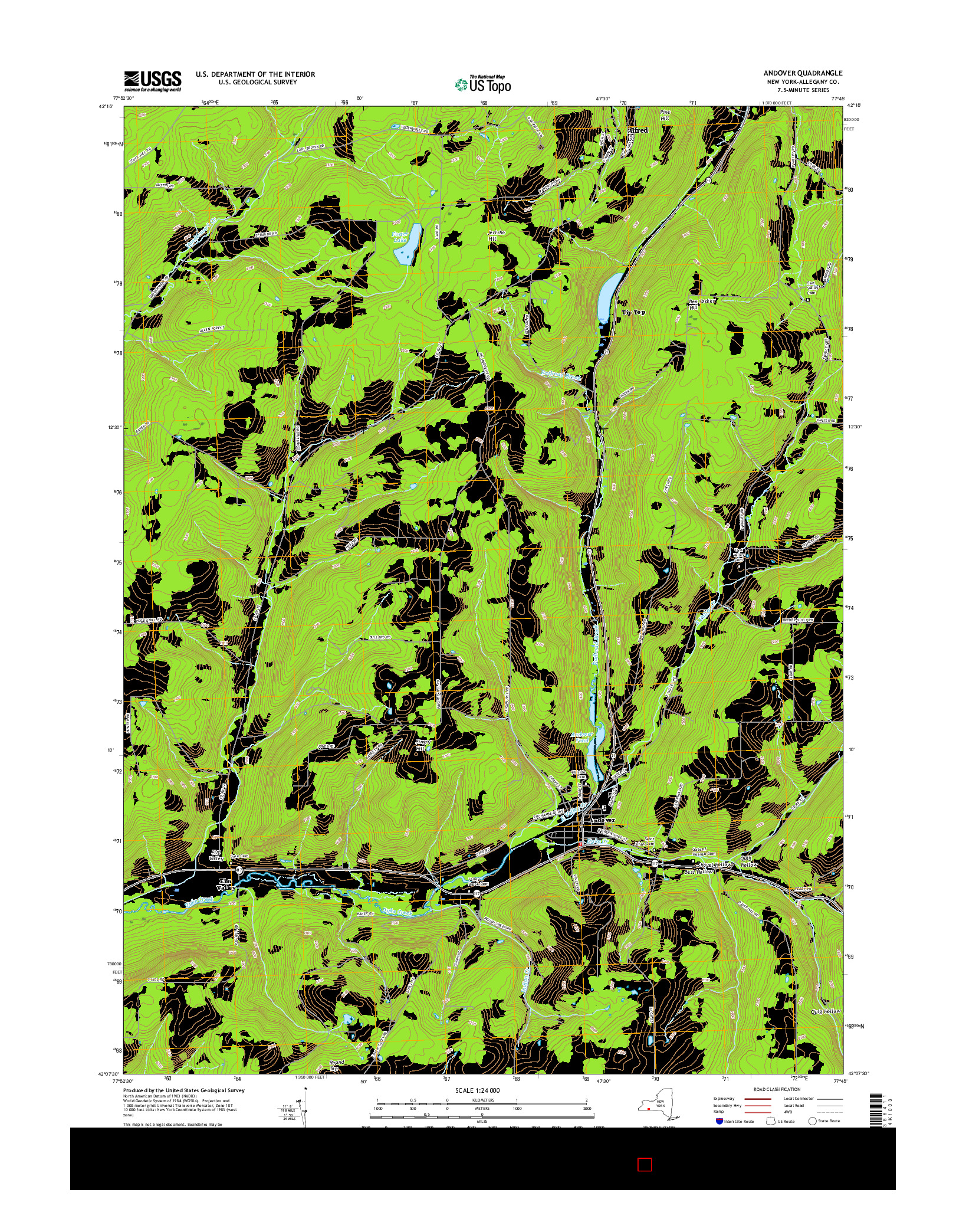 USGS US TOPO 7.5-MINUTE MAP FOR ANDOVER, NY 2016