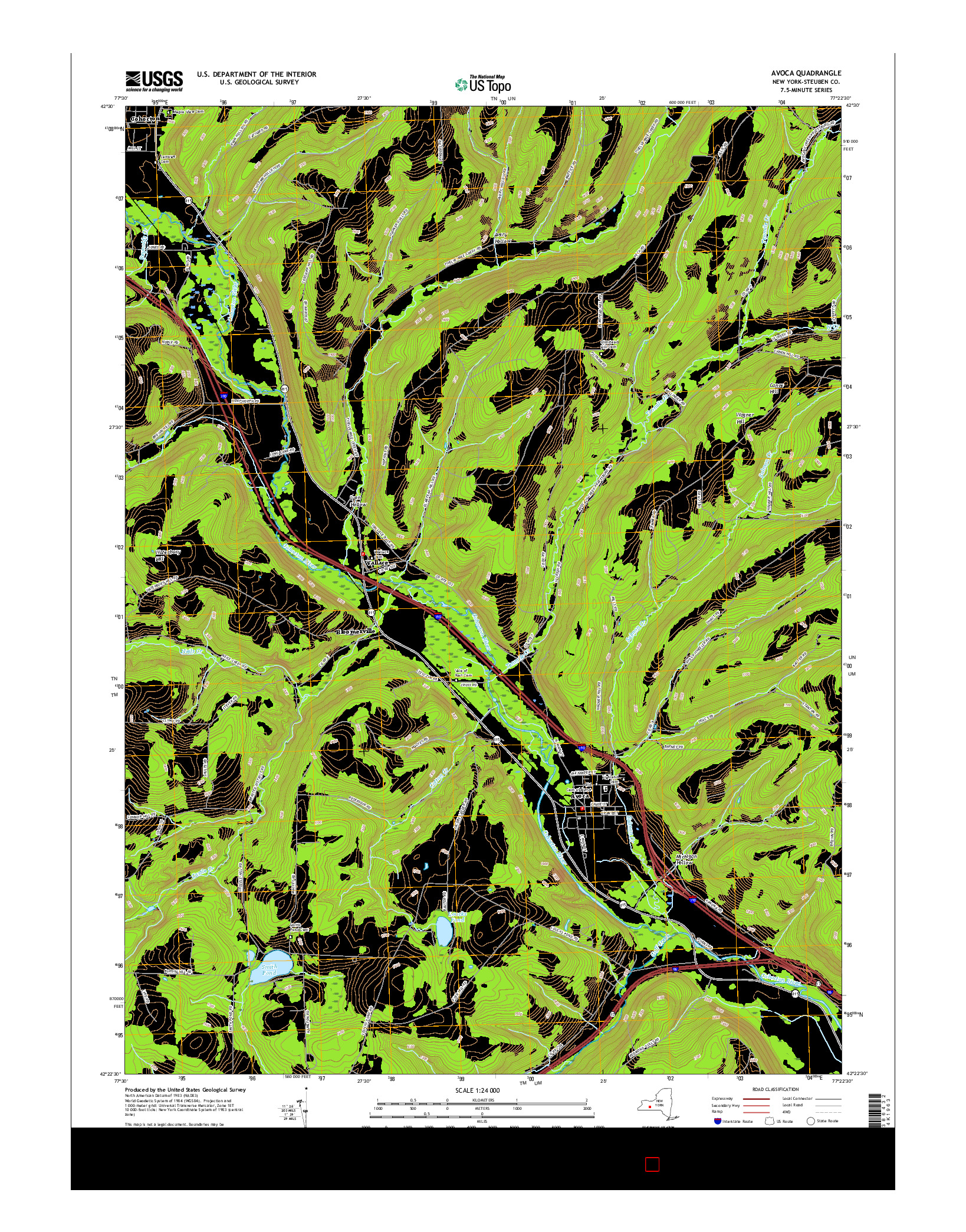 USGS US TOPO 7.5-MINUTE MAP FOR AVOCA, NY 2016