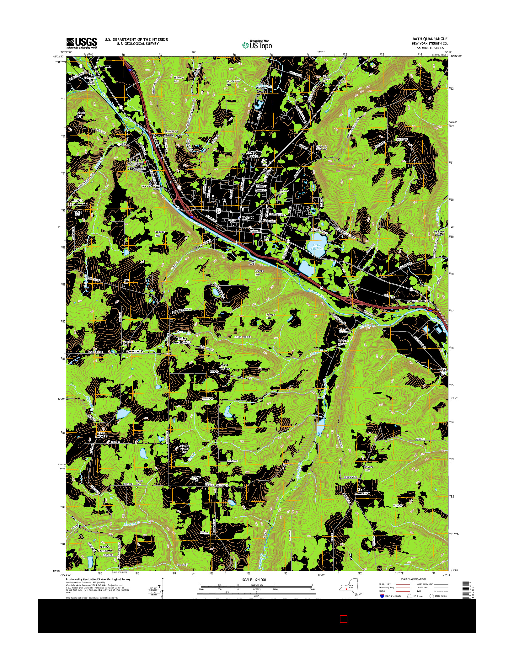 USGS US TOPO 7.5-MINUTE MAP FOR BATH, NY 2016