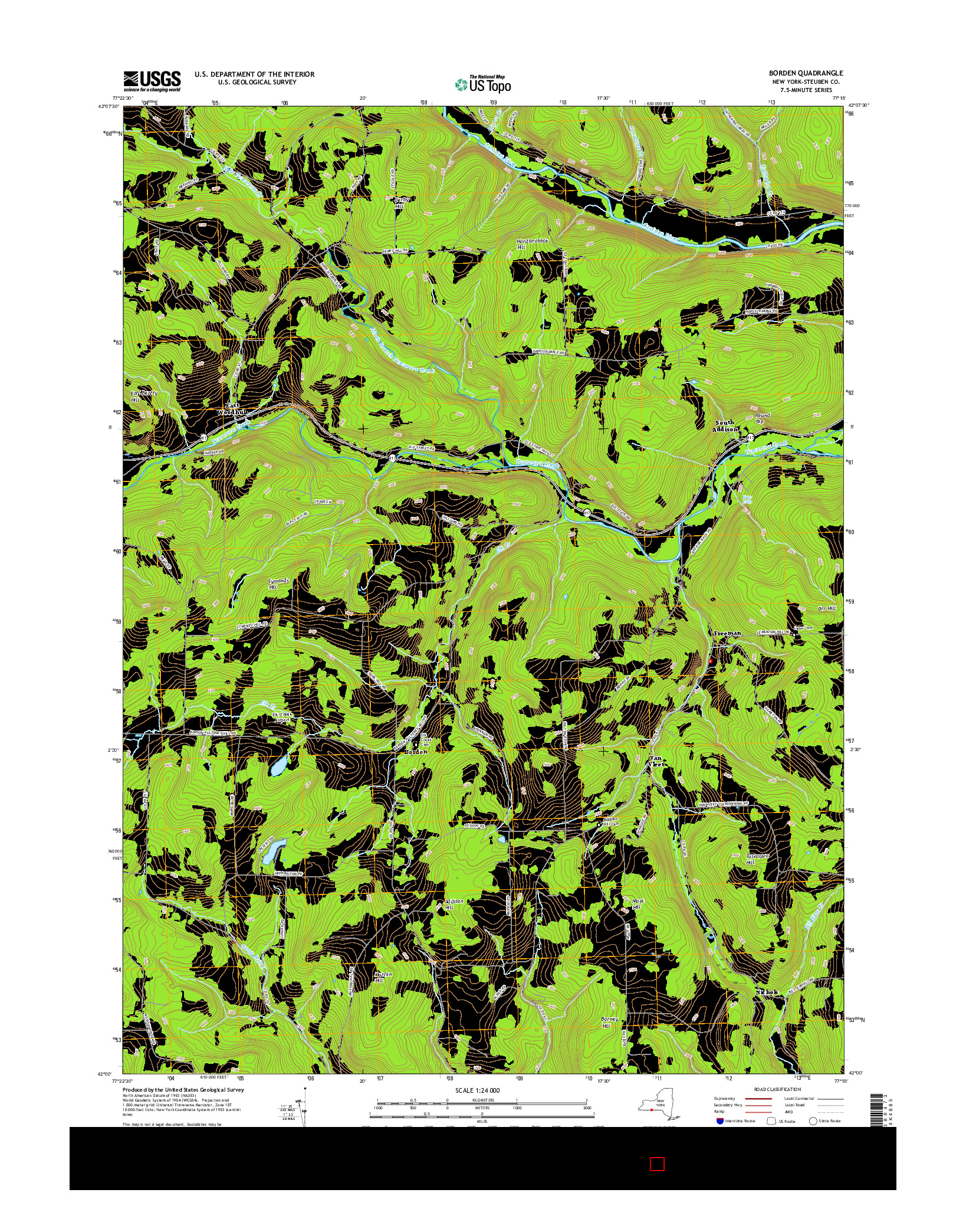 USGS US TOPO 7.5-MINUTE MAP FOR BORDEN, NY 2016