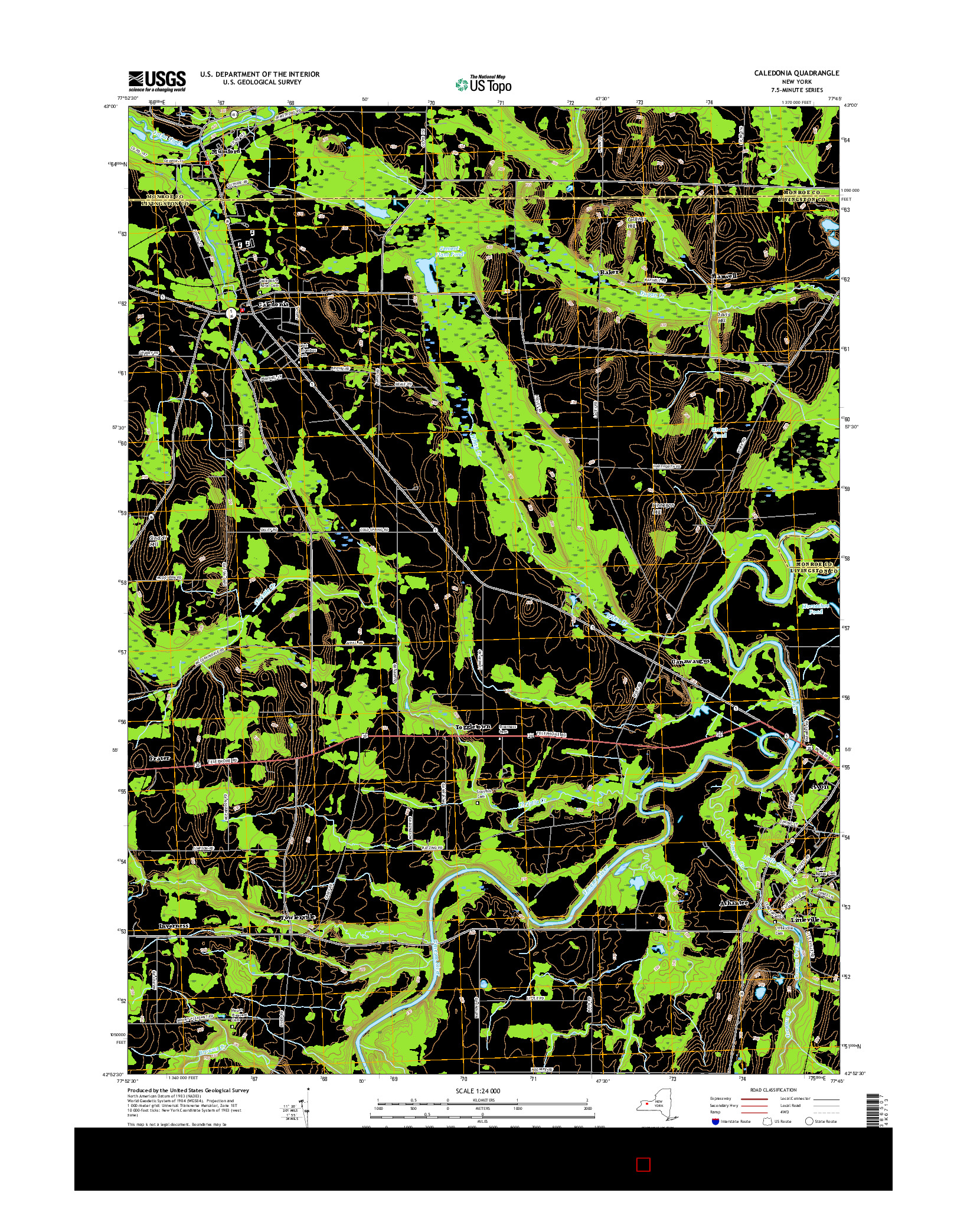 USGS US TOPO 7.5-MINUTE MAP FOR CALEDONIA, NY 2016