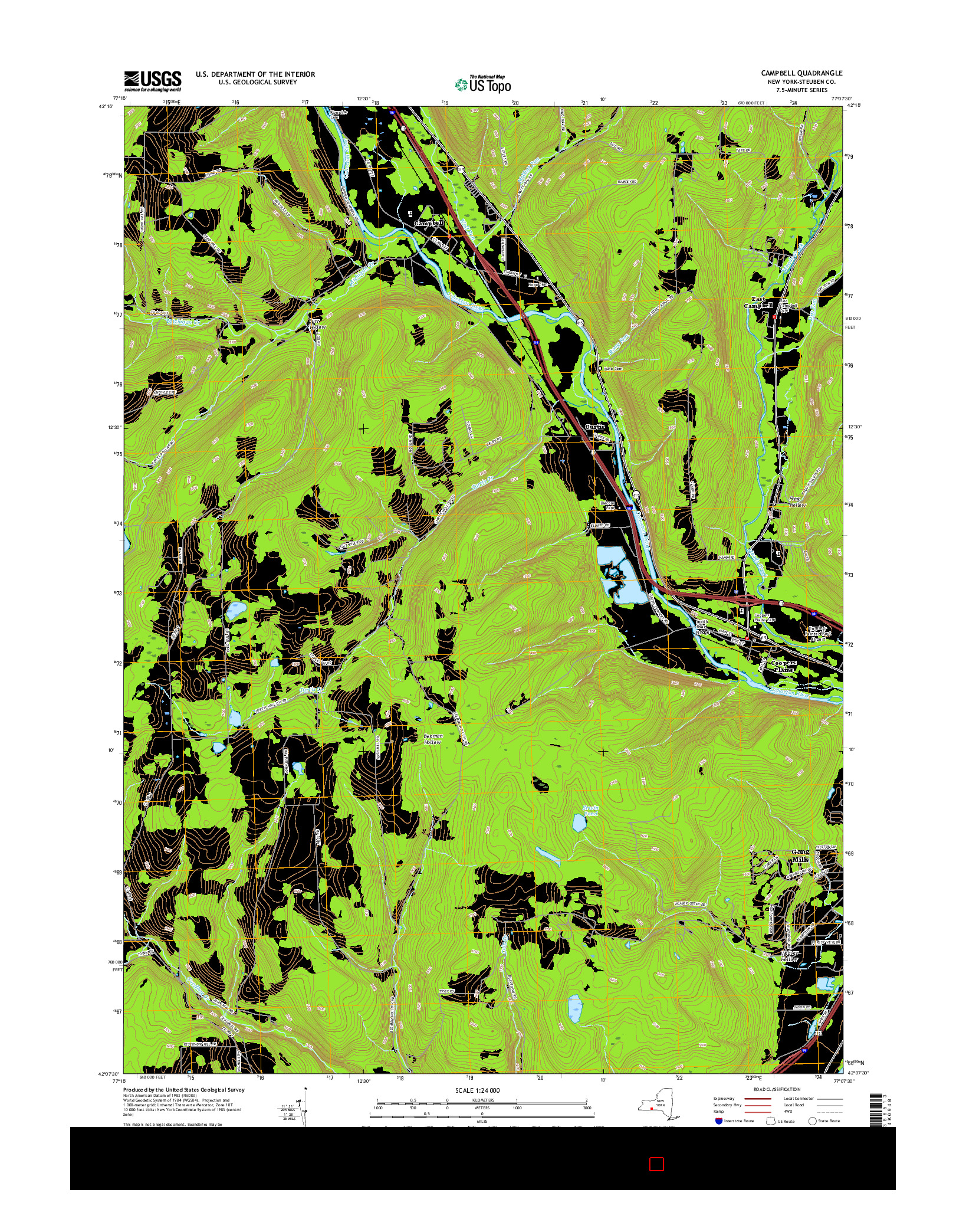 USGS US TOPO 7.5-MINUTE MAP FOR CAMPBELL, NY 2016