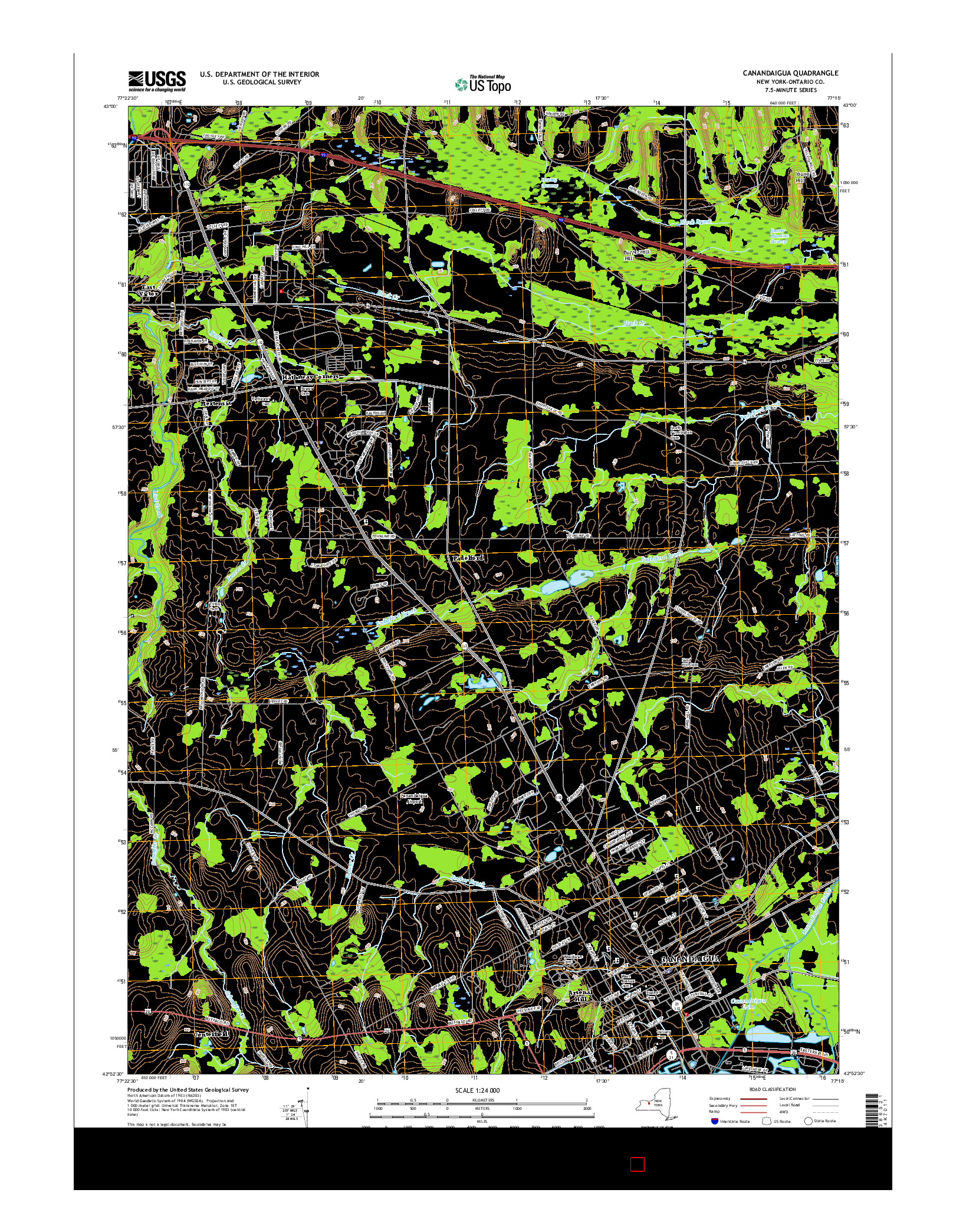 USGS US TOPO 7.5-MINUTE MAP FOR CANANDAIGUA, NY 2016