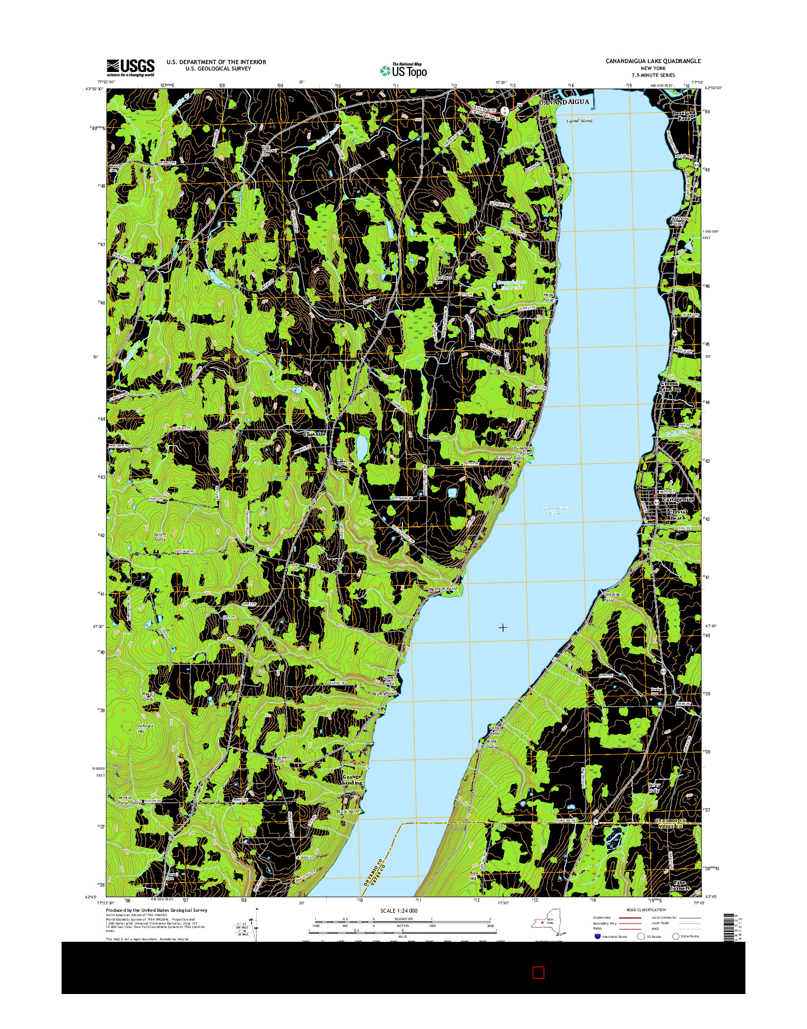 USGS US TOPO 7.5-MINUTE MAP FOR CANANDAIGUA LAKE, NY 2016