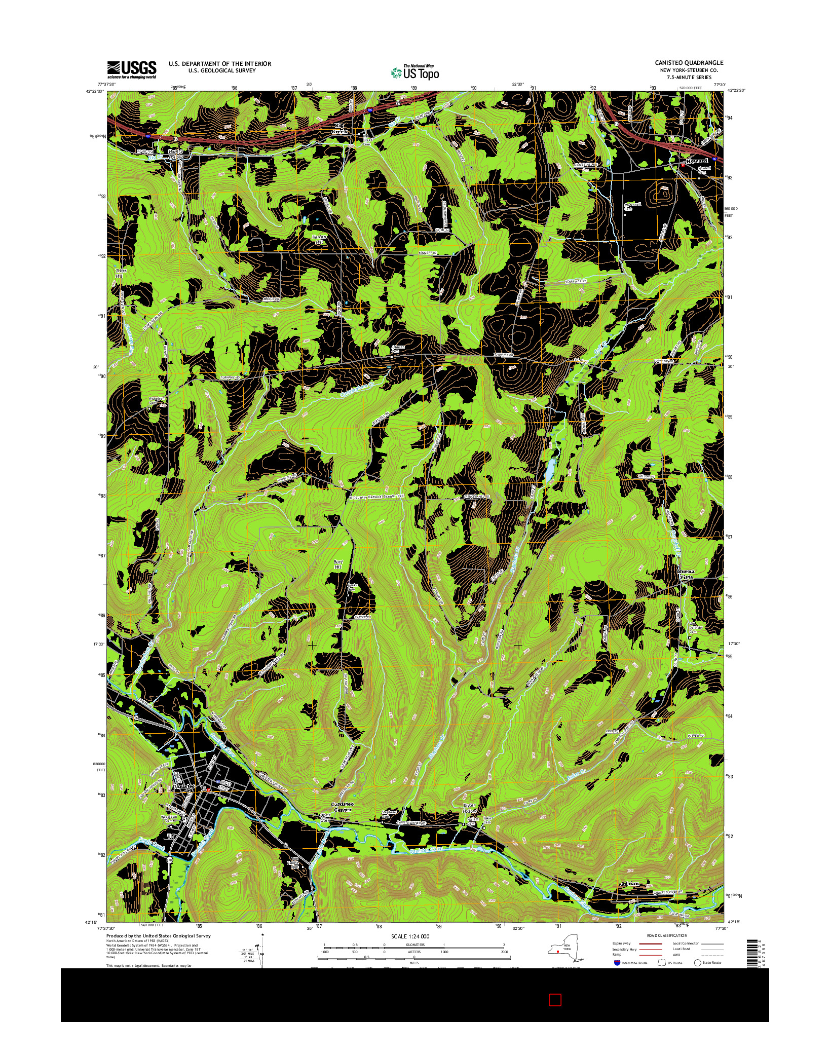 USGS US TOPO 7.5-MINUTE MAP FOR CANISTEO, NY 2016