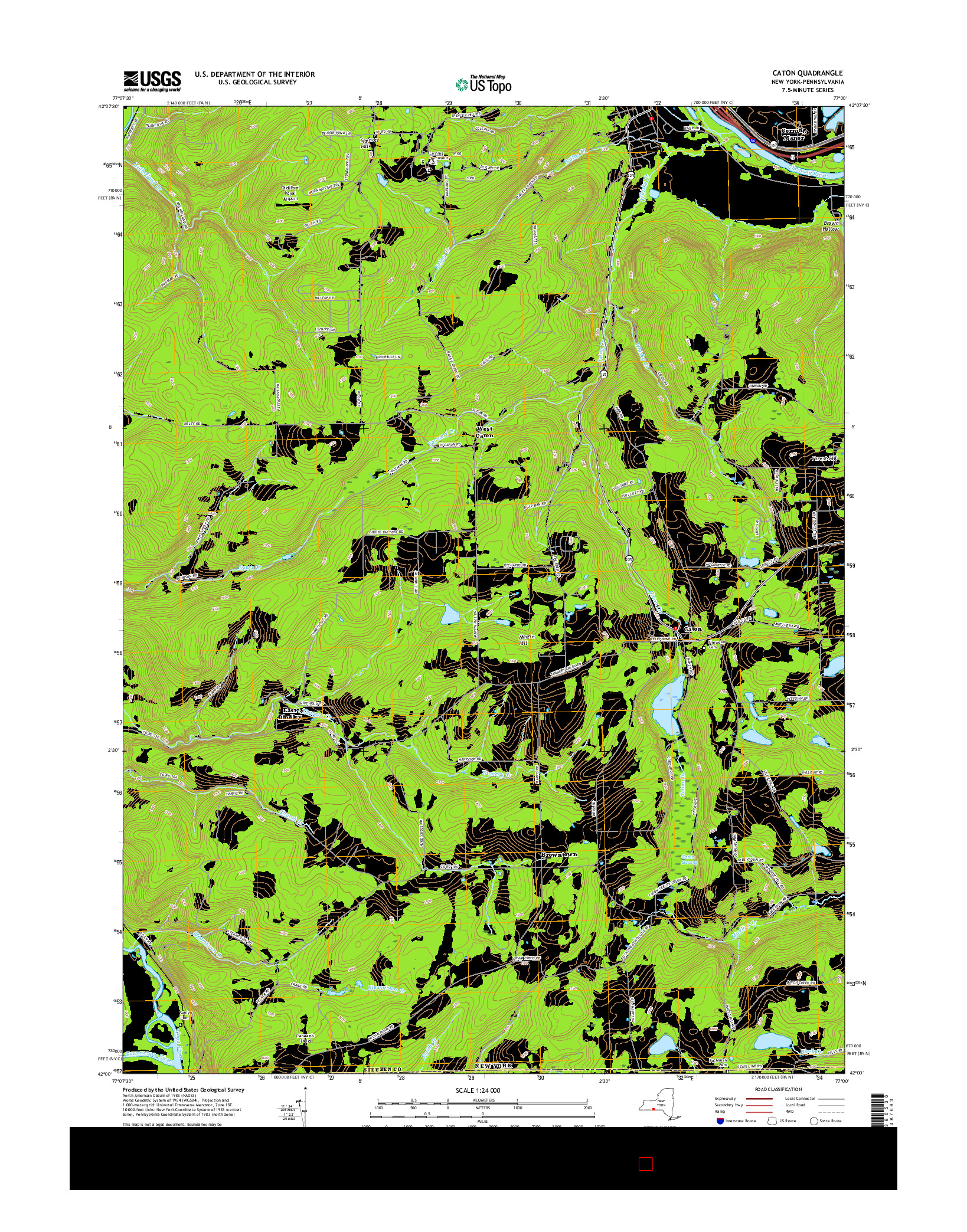 USGS US TOPO 7.5-MINUTE MAP FOR CATON, NY-PA 2016