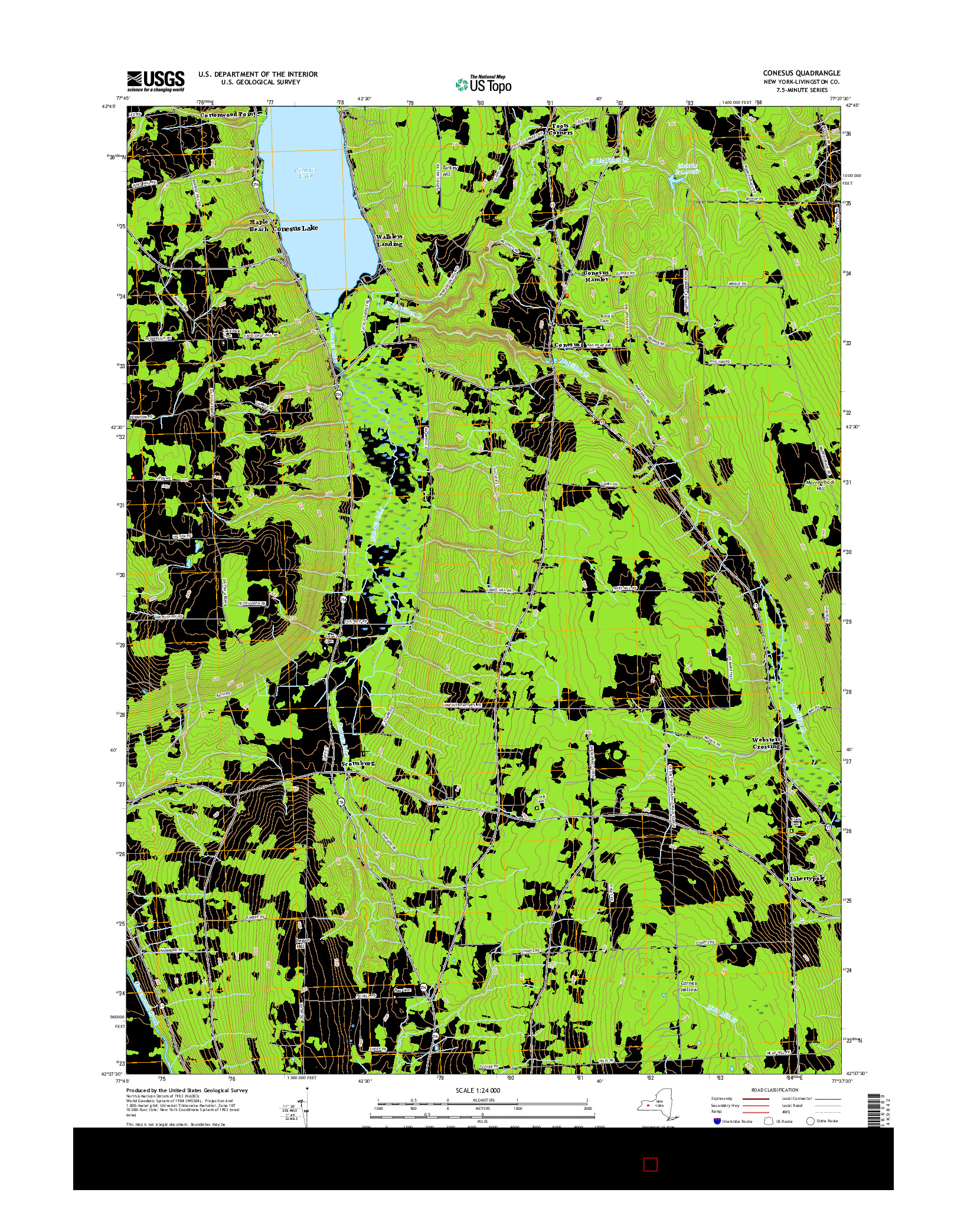 USGS US TOPO 7.5-MINUTE MAP FOR CONESUS, NY 2016