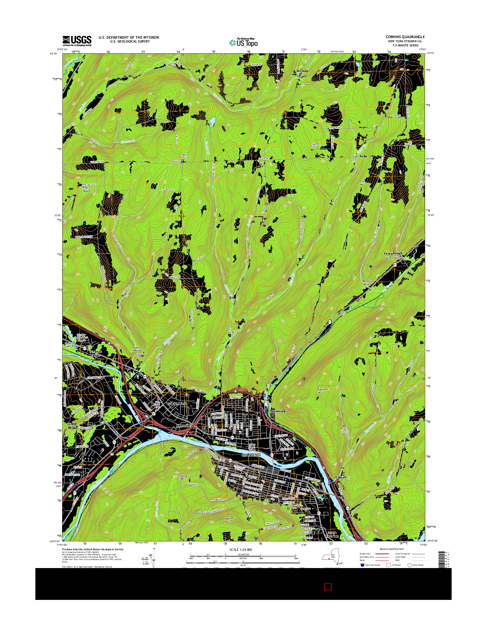 USGS US TOPO 7.5-MINUTE MAP FOR CORNING, NY 2016
