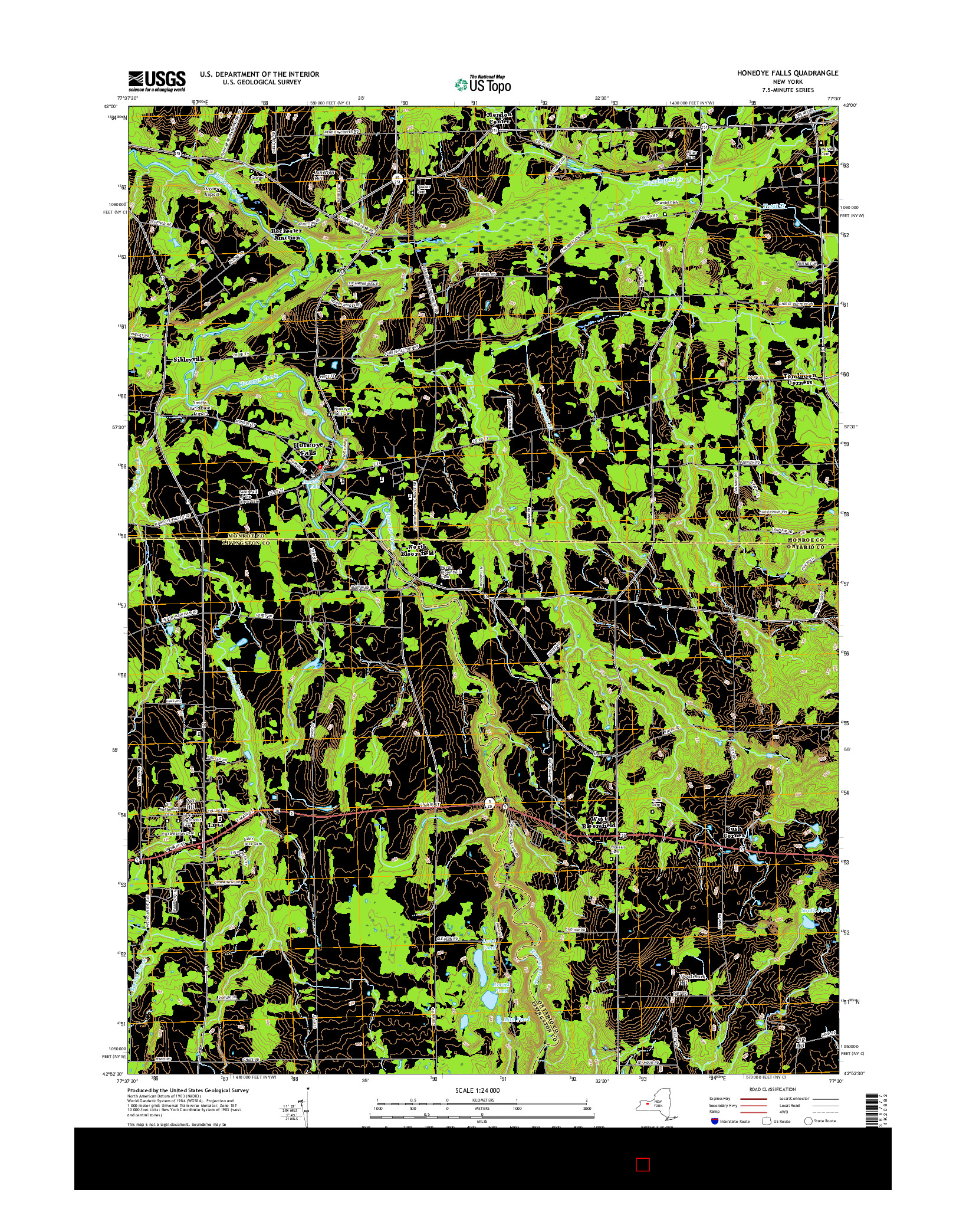 USGS US TOPO 7.5-MINUTE MAP FOR HONEOYE FALLS, NY 2016