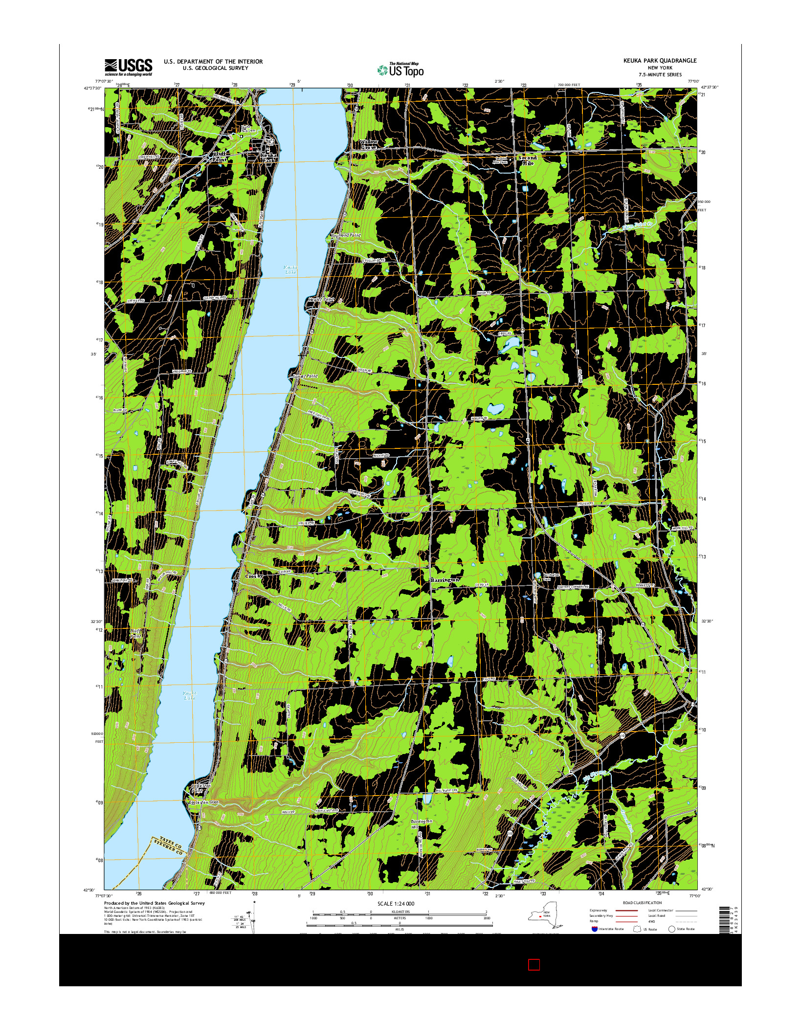 USGS US TOPO 7.5-MINUTE MAP FOR KEUKA PARK, NY 2016