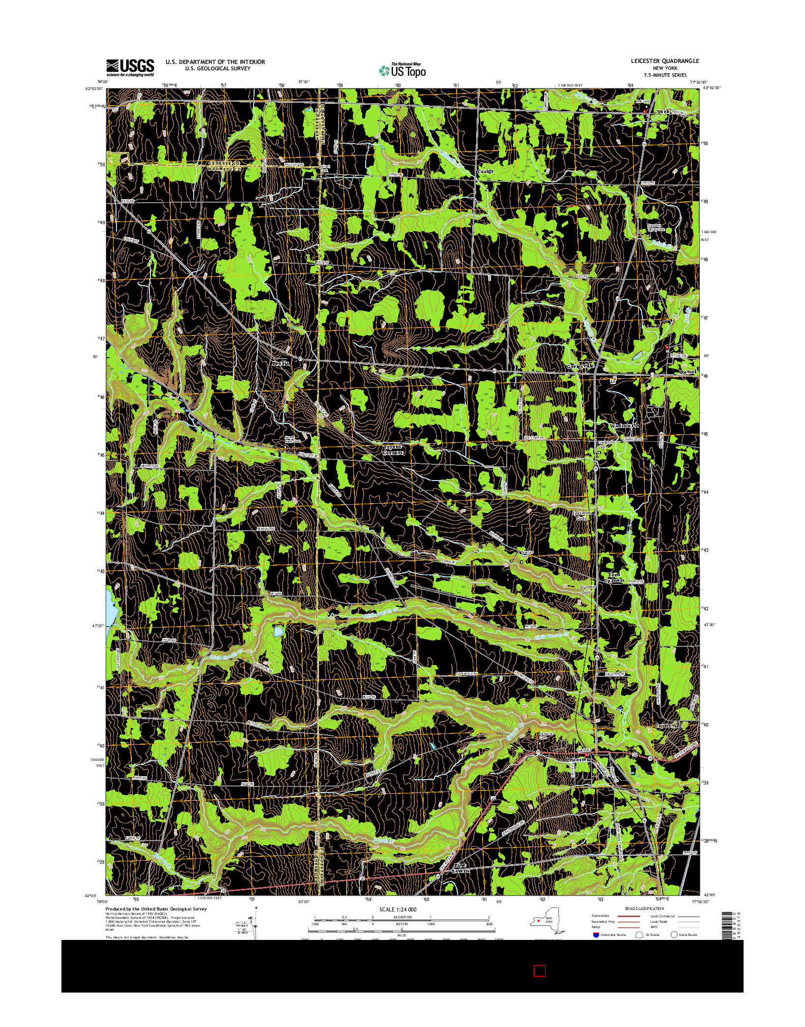 USGS US TOPO 7.5-MINUTE MAP FOR LEICESTER, NY 2016