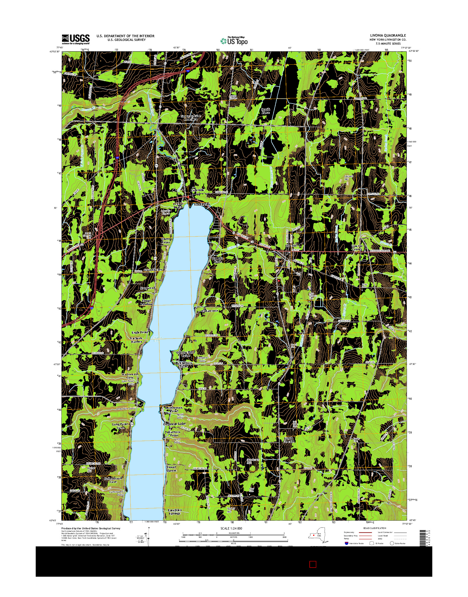 USGS US TOPO 7.5-MINUTE MAP FOR LIVONIA, NY 2016
