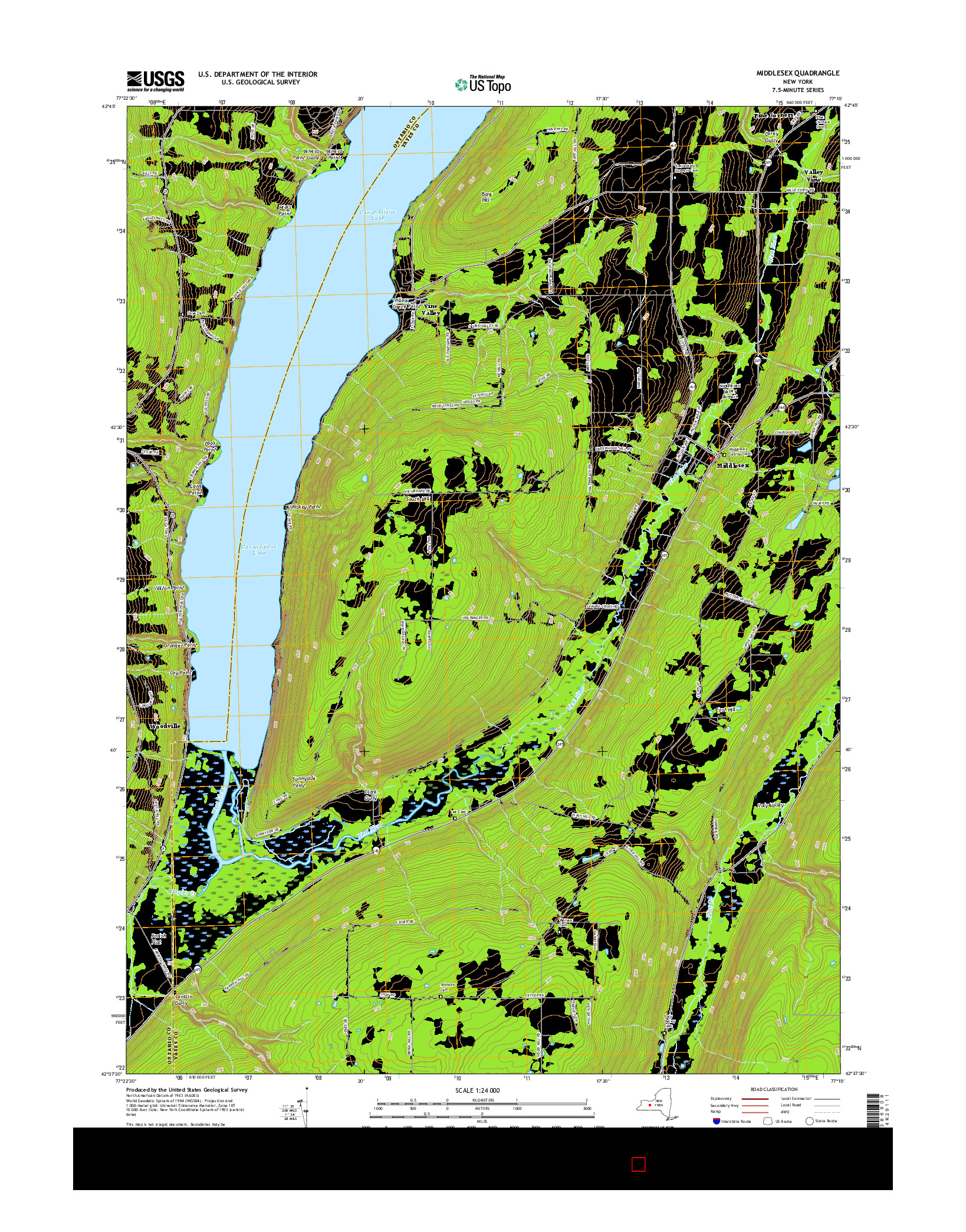 USGS US TOPO 7.5-MINUTE MAP FOR MIDDLESEX, NY 2016
