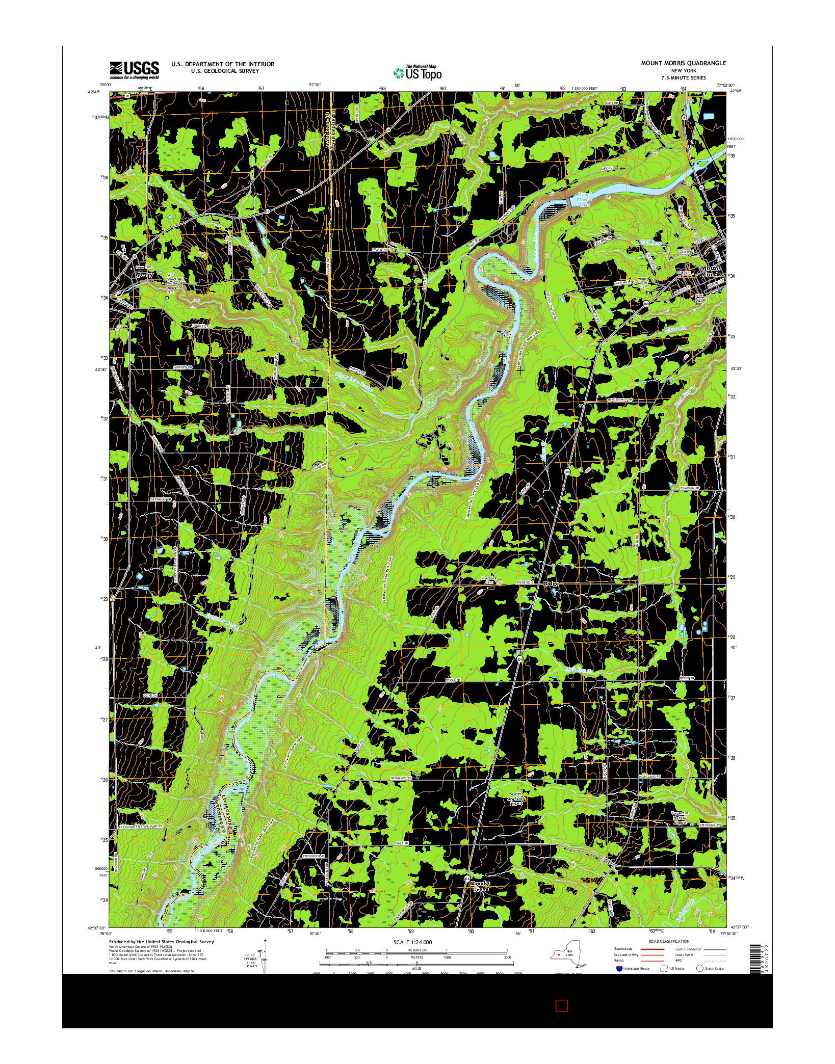USGS US TOPO 7.5-MINUTE MAP FOR MOUNT MORRIS, NY 2016
