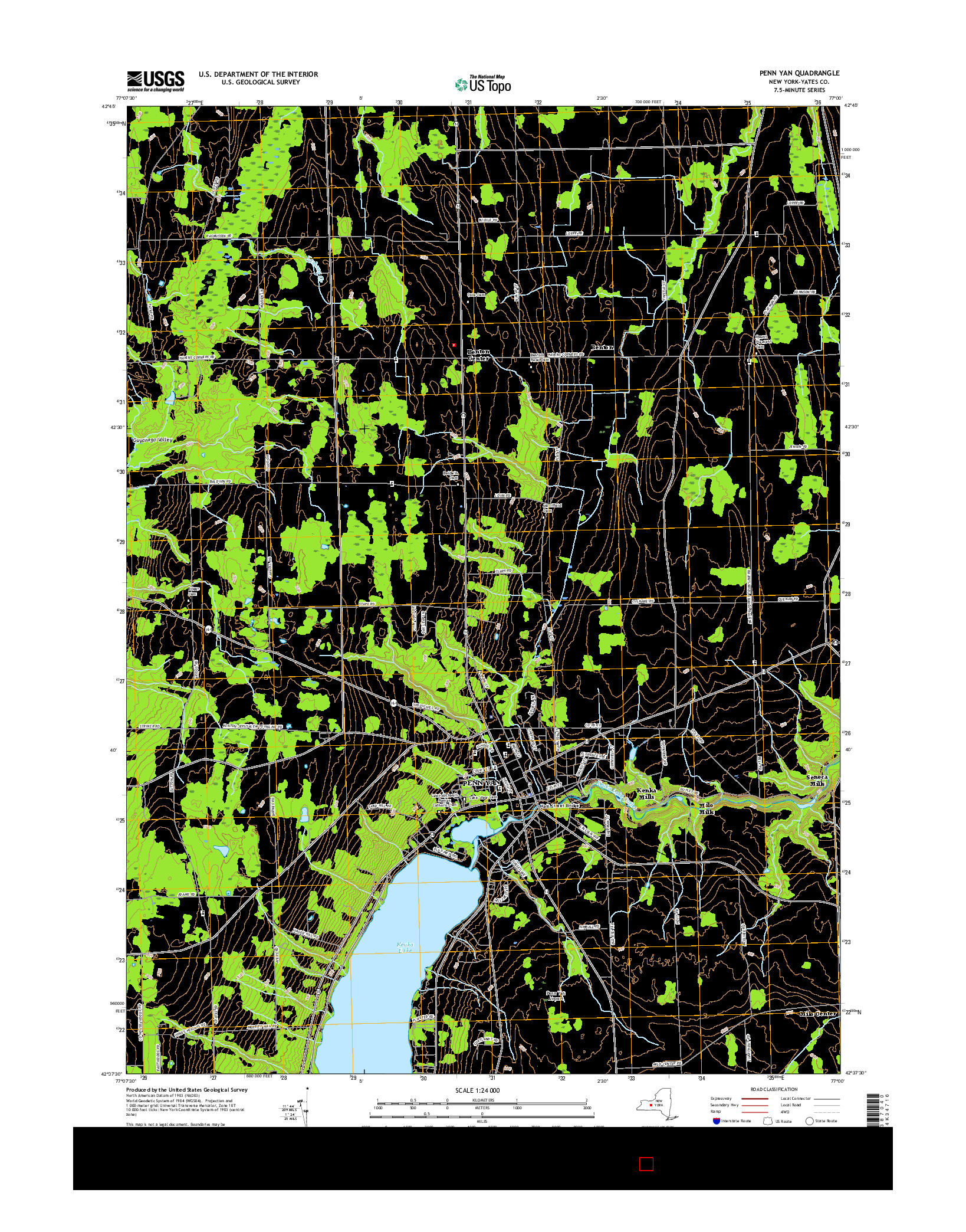 USGS US TOPO 7.5-MINUTE MAP FOR PENN YAN, NY 2016