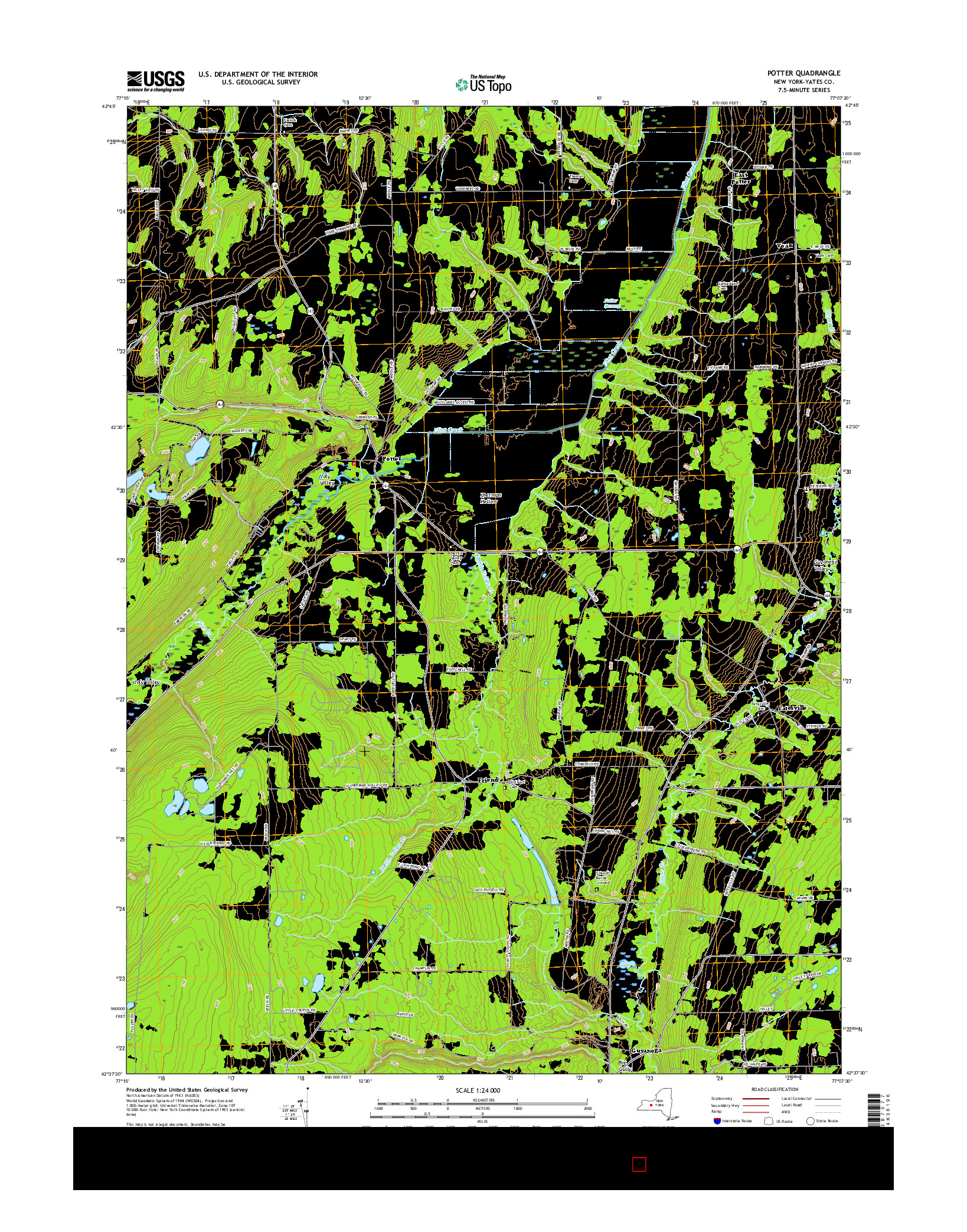 USGS US TOPO 7.5-MINUTE MAP FOR POTTER, NY 2016