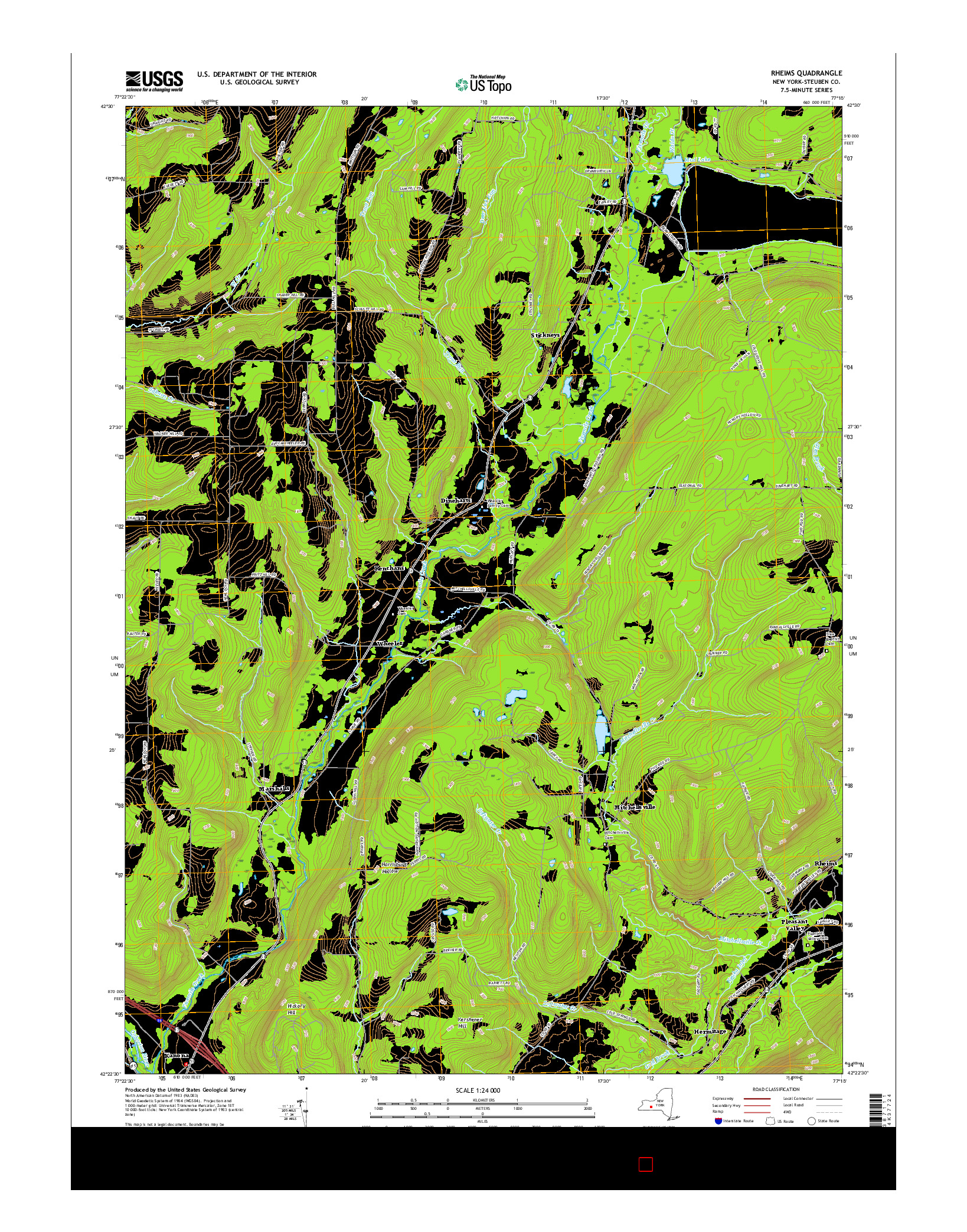 USGS US TOPO 7.5-MINUTE MAP FOR RHEIMS, NY 2016