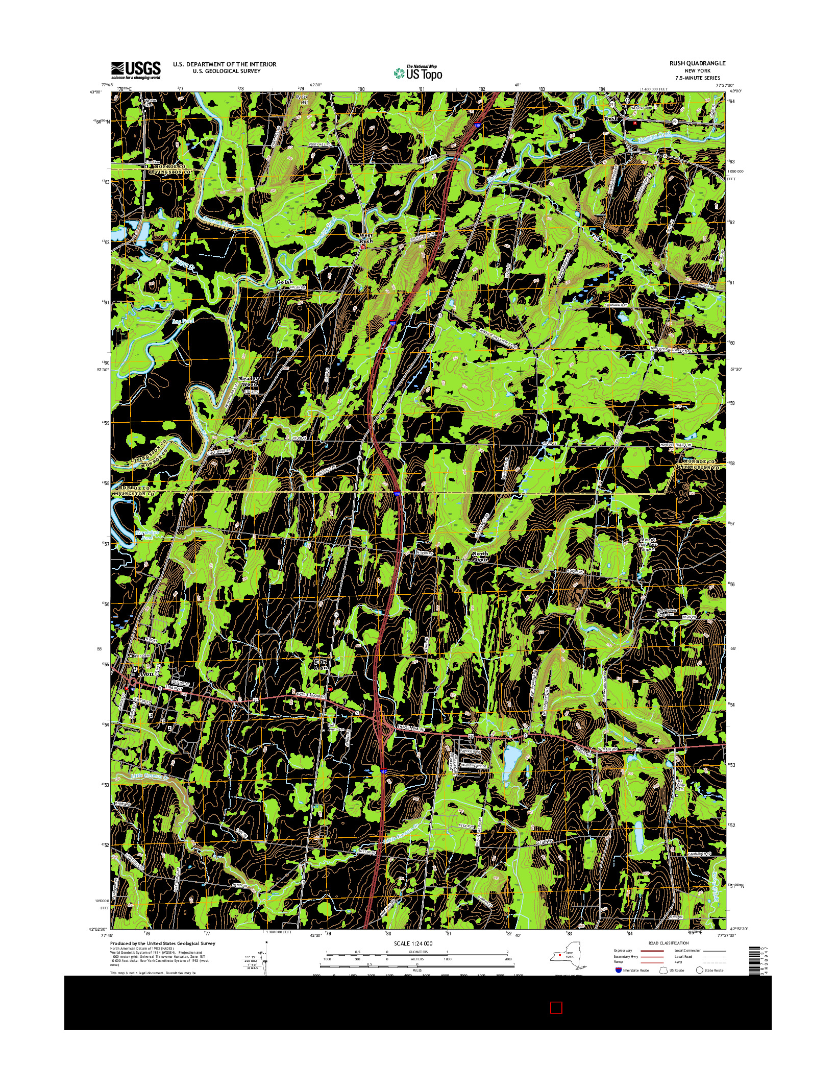 USGS US TOPO 7.5-MINUTE MAP FOR RUSH, NY 2016