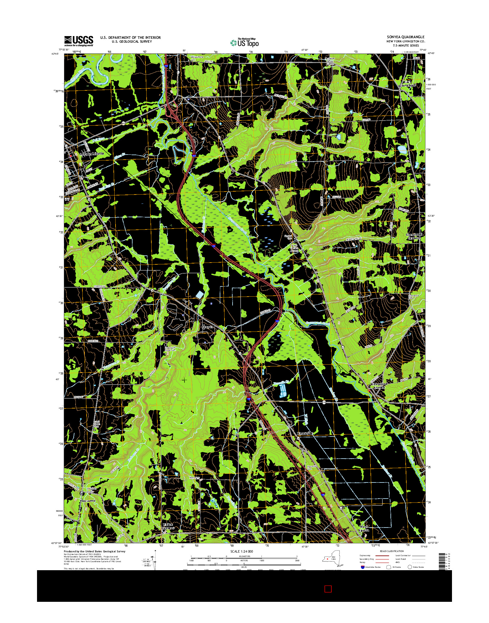 USGS US TOPO 7.5-MINUTE MAP FOR SONYEA, NY 2016