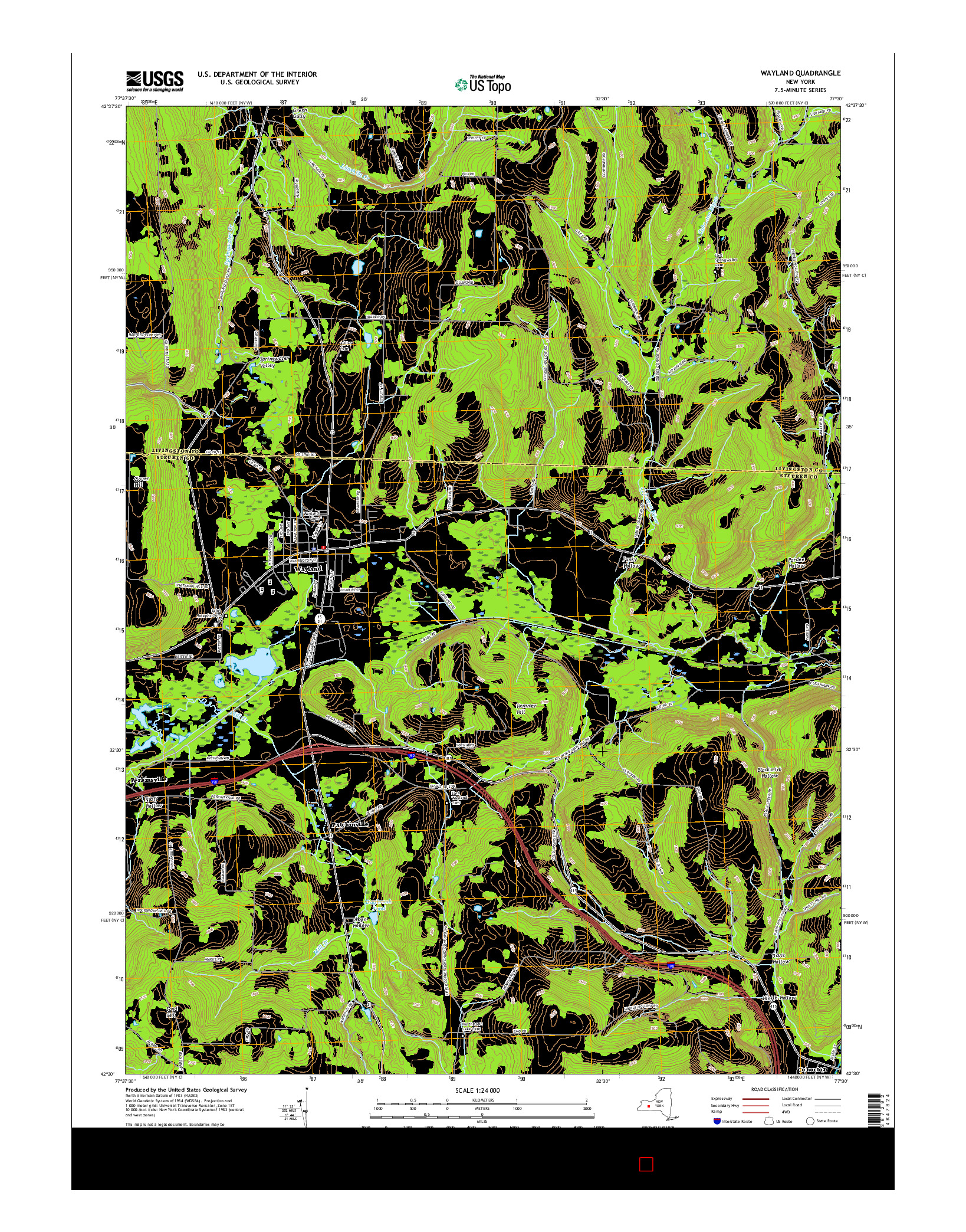 USGS US TOPO 7.5-MINUTE MAP FOR WAYLAND, NY 2016