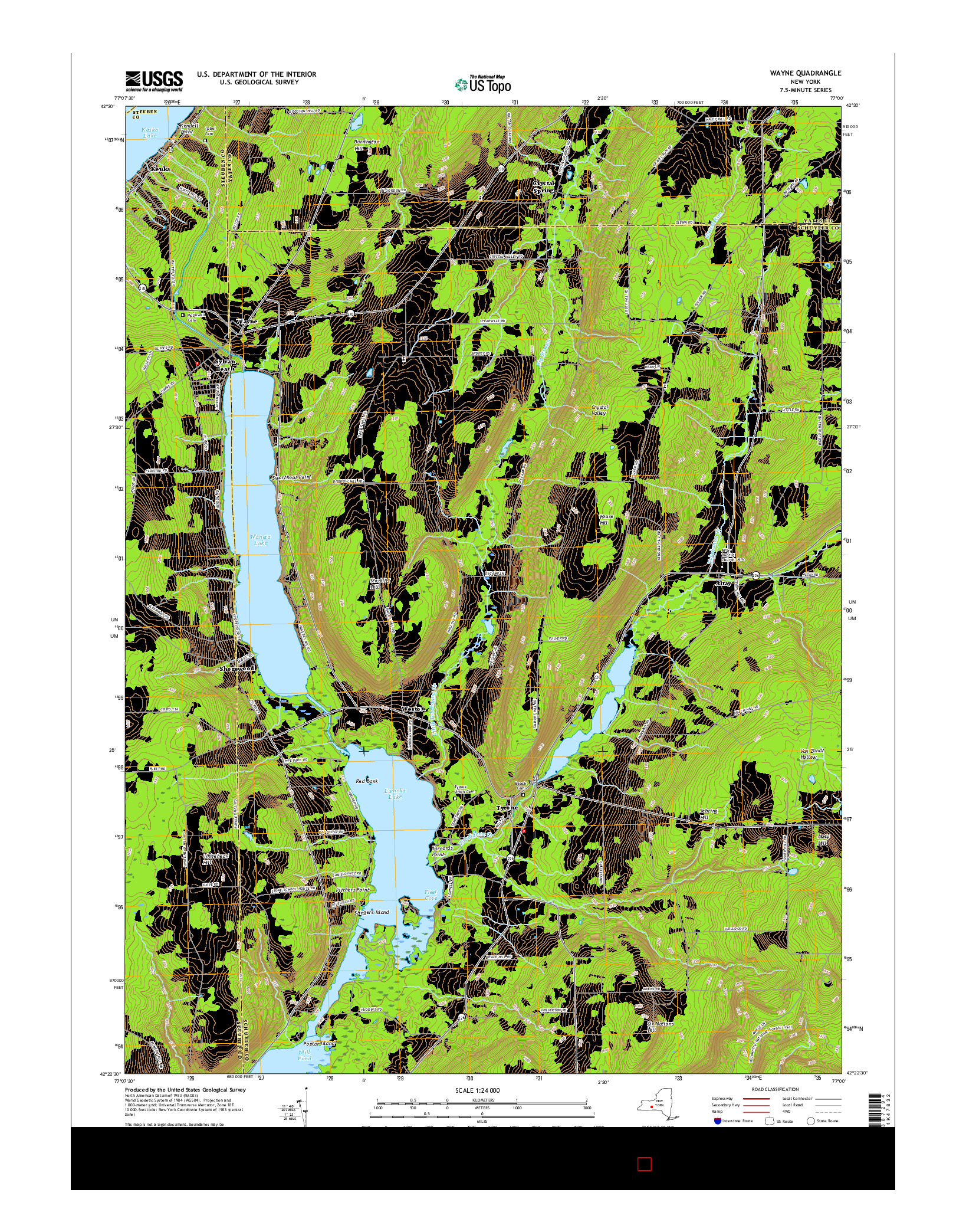 USGS US TOPO 7.5-MINUTE MAP FOR WAYNE, NY 2016