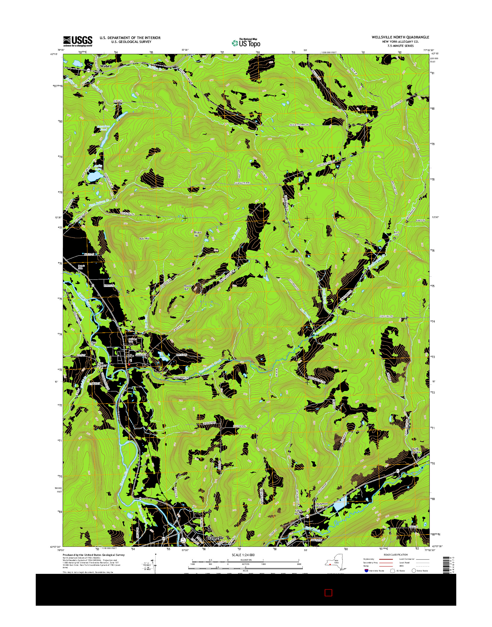 USGS US TOPO 7.5-MINUTE MAP FOR WELLSVILLE NORTH, NY 2016