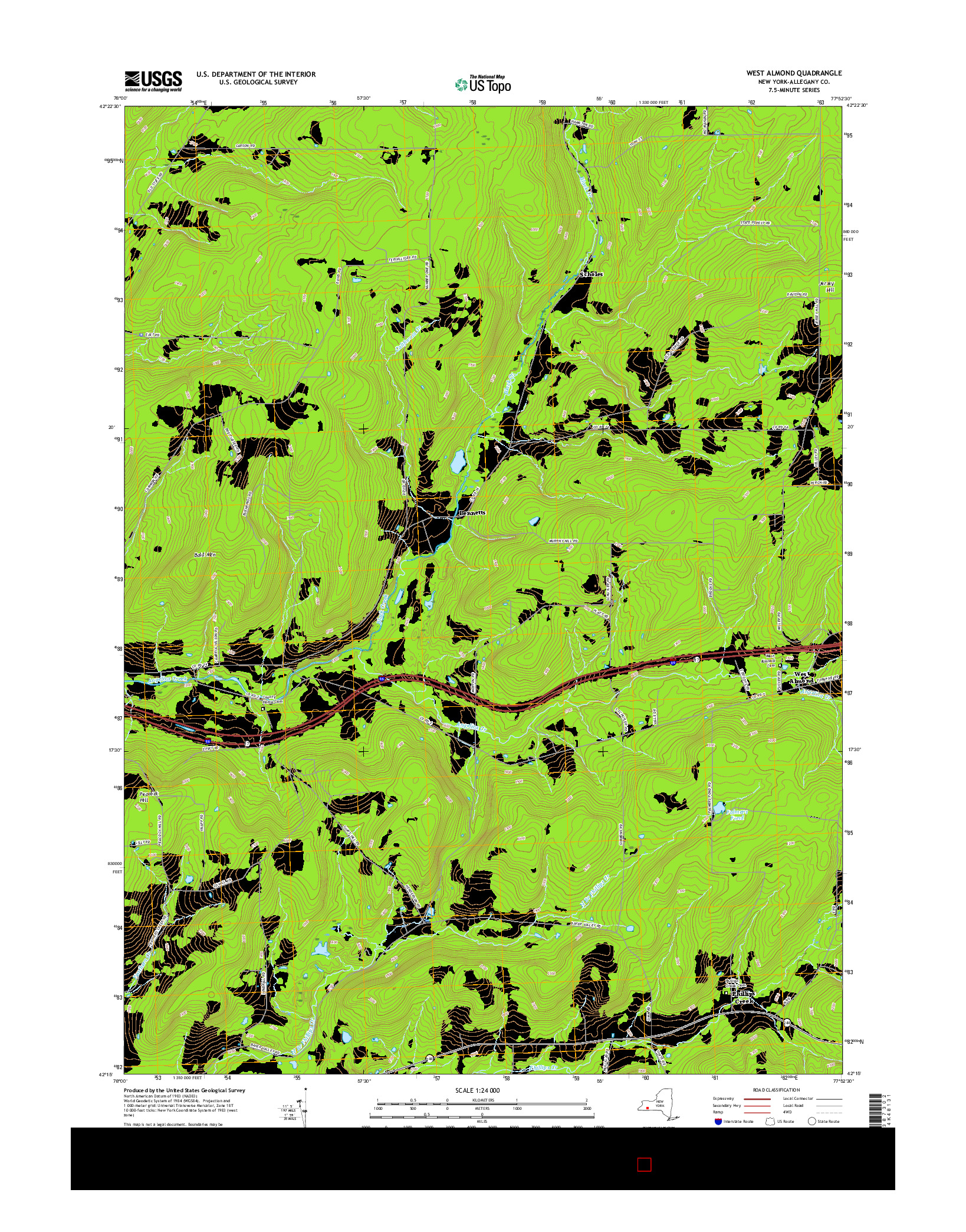 USGS US TOPO 7.5-MINUTE MAP FOR WEST ALMOND, NY 2016