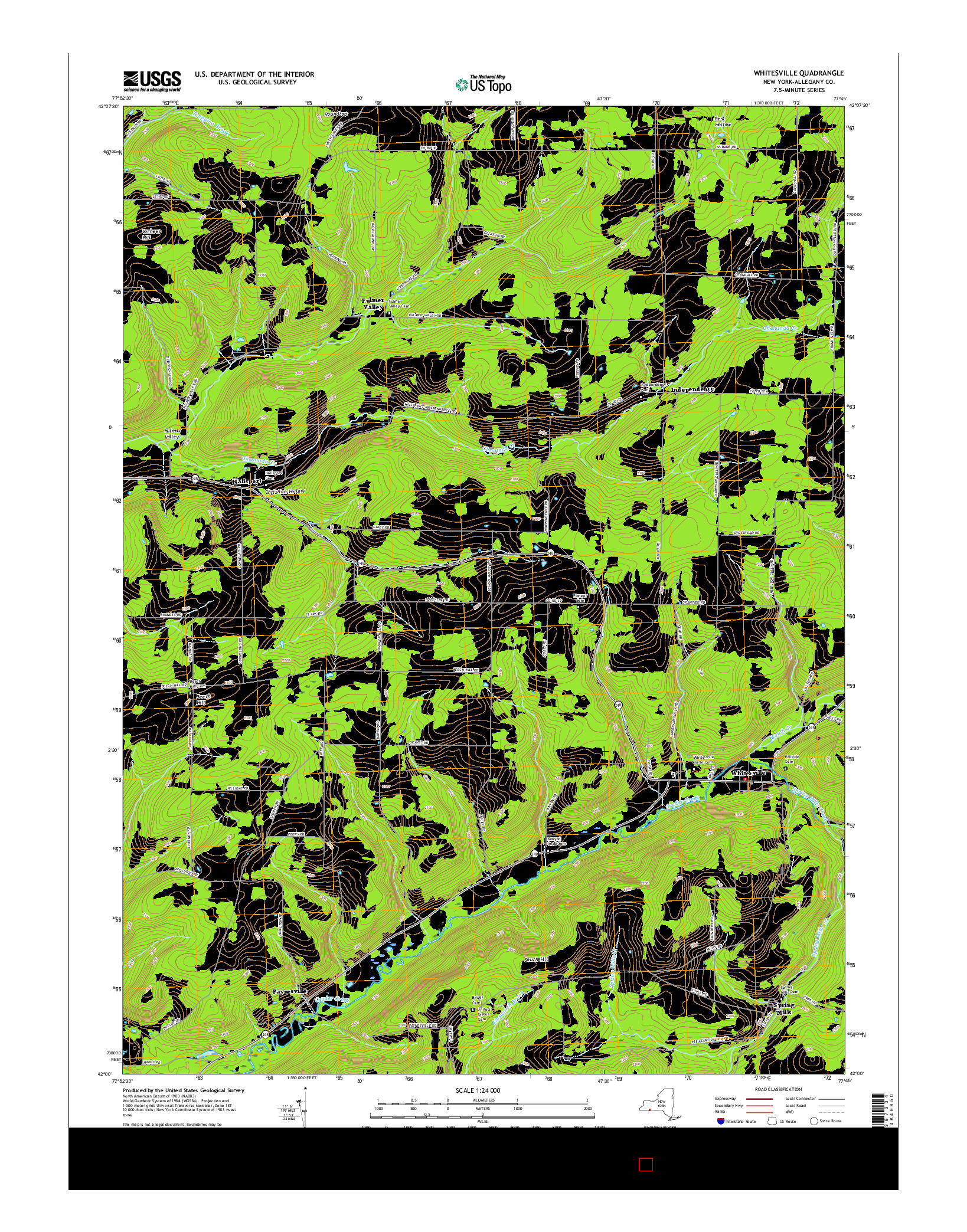 USGS US TOPO 7.5-MINUTE MAP FOR WHITESVILLE, NY 2016