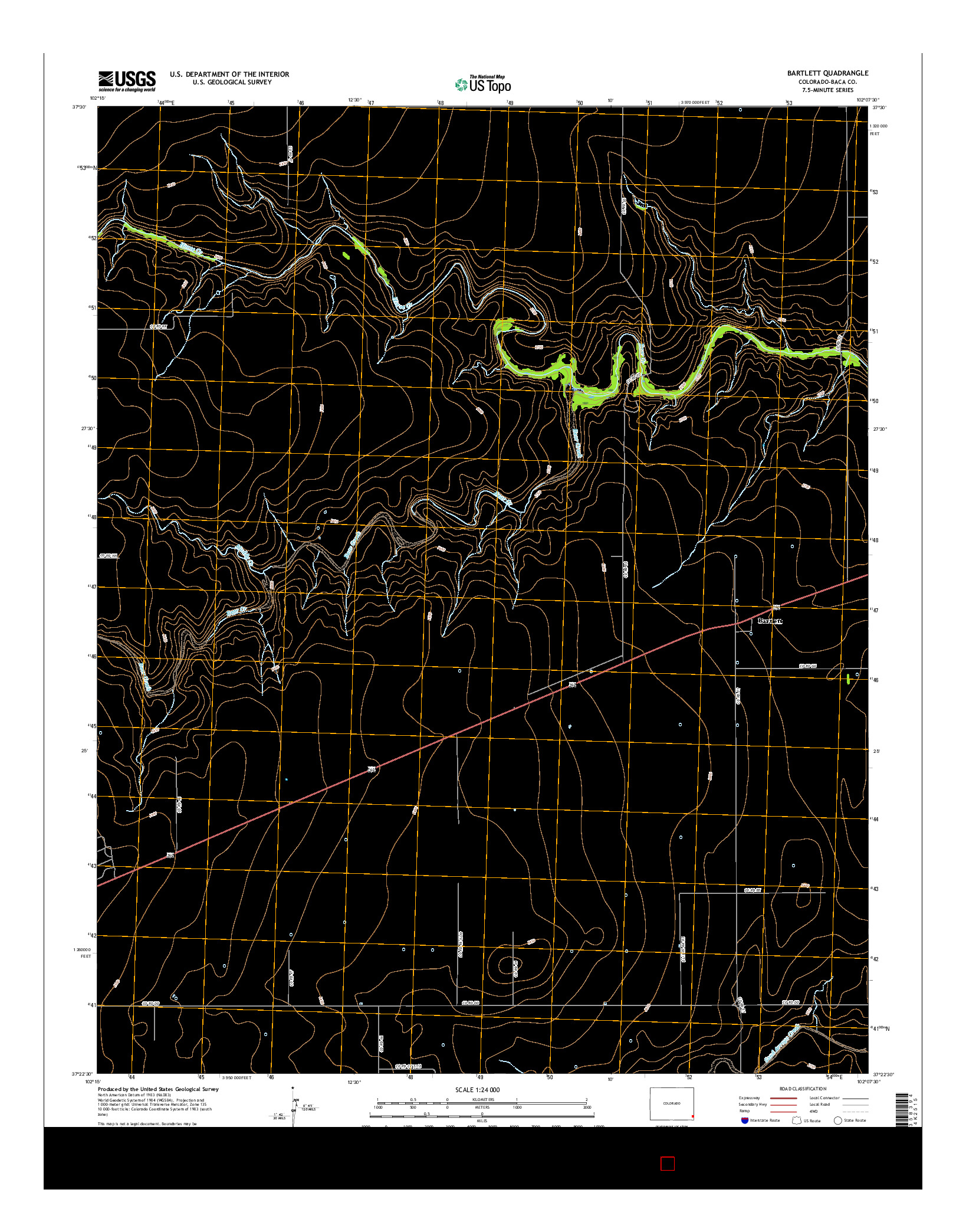 USGS US TOPO 7.5-MINUTE MAP FOR BARTLETT, CO 2016