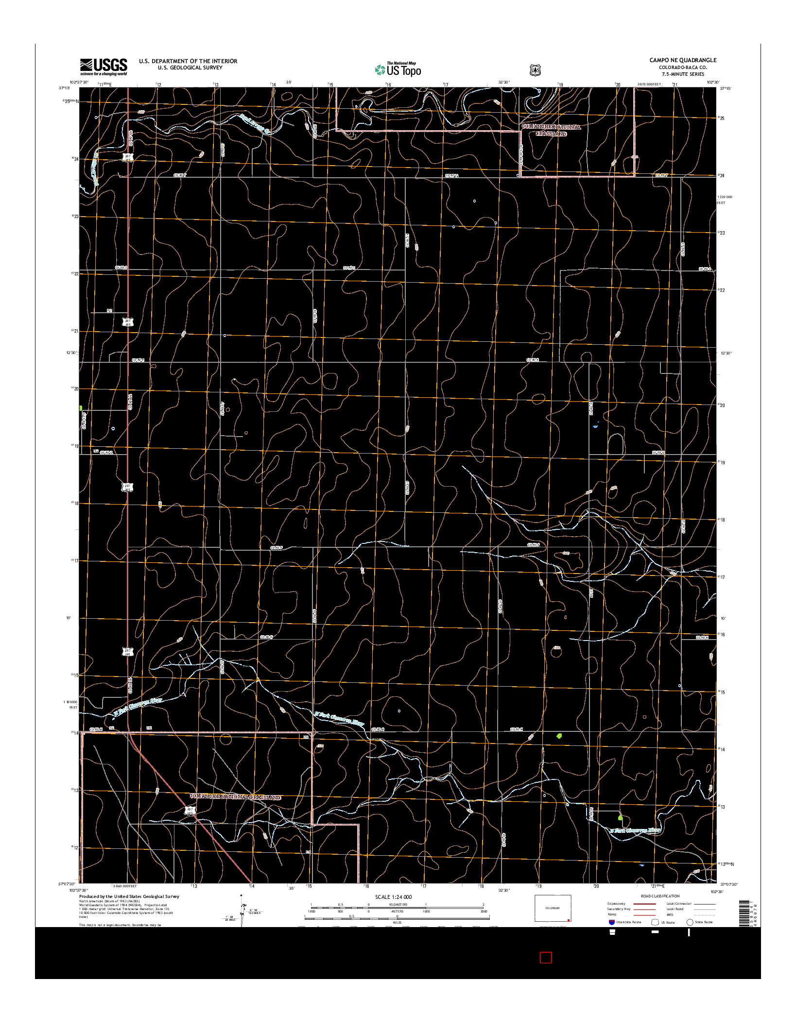 USGS US TOPO 7.5-MINUTE MAP FOR CAMPO NE, CO 2016