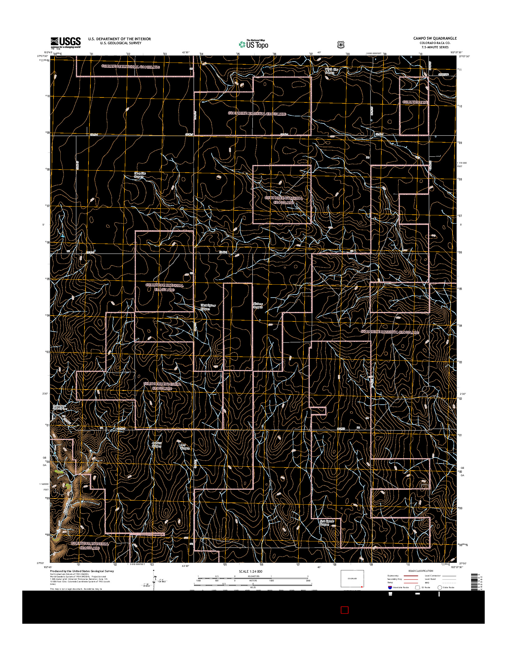 USGS US TOPO 7.5-MINUTE MAP FOR CAMPO SW, CO 2016