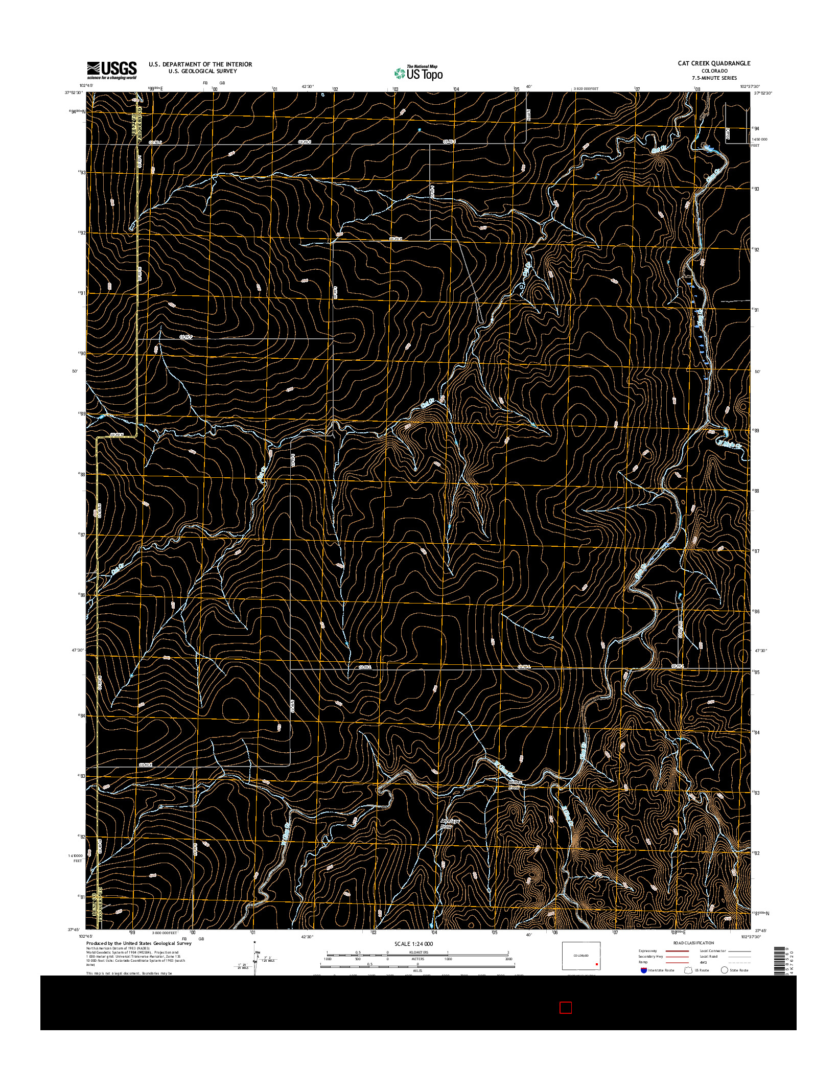 USGS US TOPO 7.5-MINUTE MAP FOR CAT CREEK, CO 2016