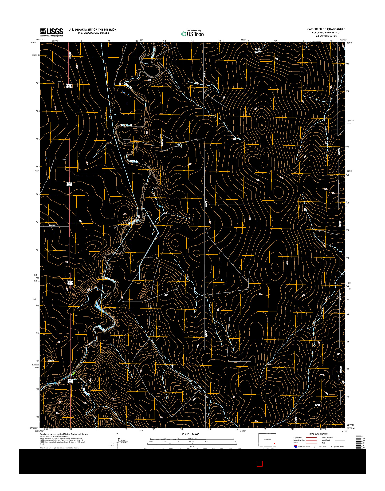 USGS US TOPO 7.5-MINUTE MAP FOR CAT CREEK NE, CO 2016