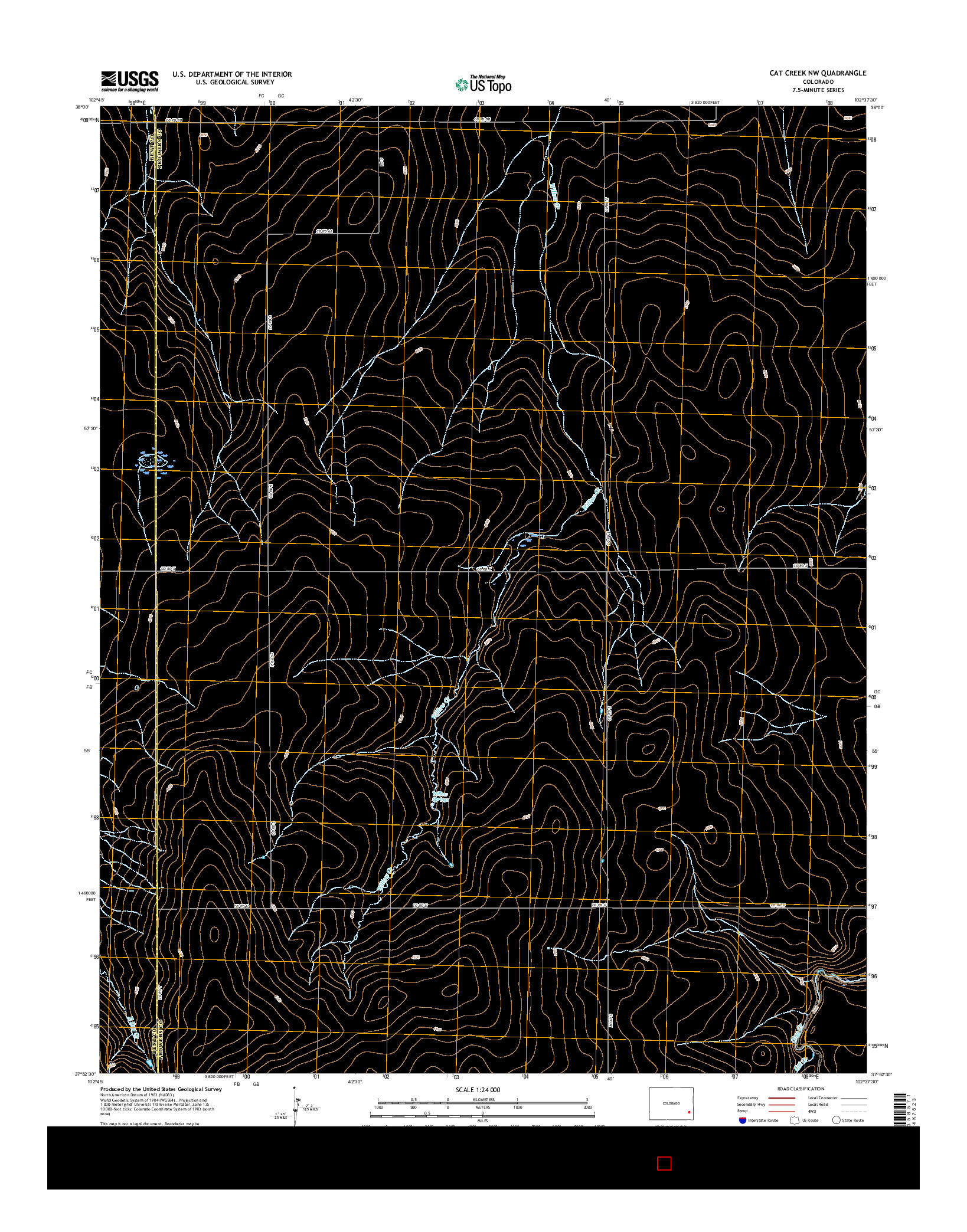 USGS US TOPO 7.5-MINUTE MAP FOR CAT CREEK NW, CO 2016