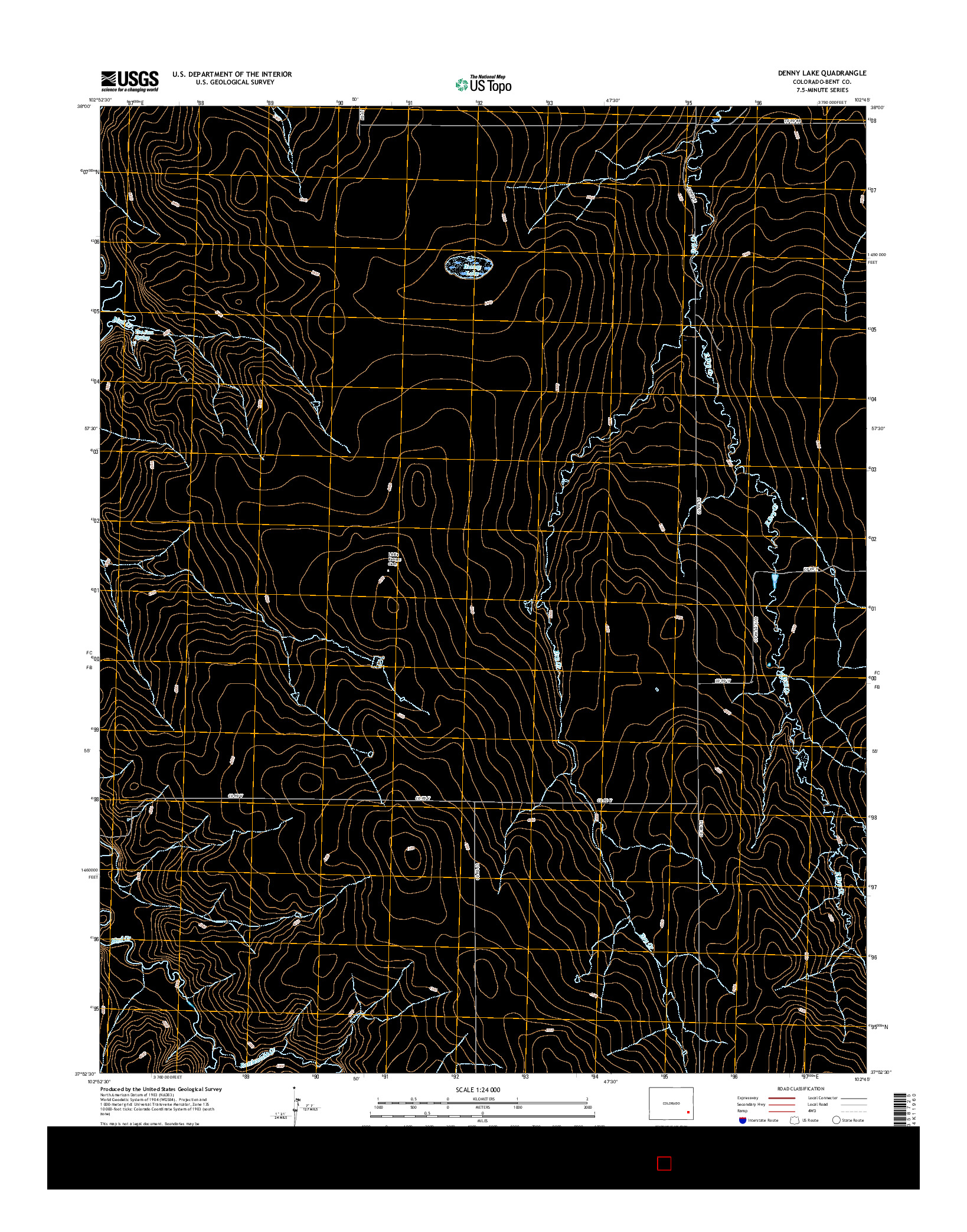 USGS US TOPO 7.5-MINUTE MAP FOR DENNY LAKE, CO 2016