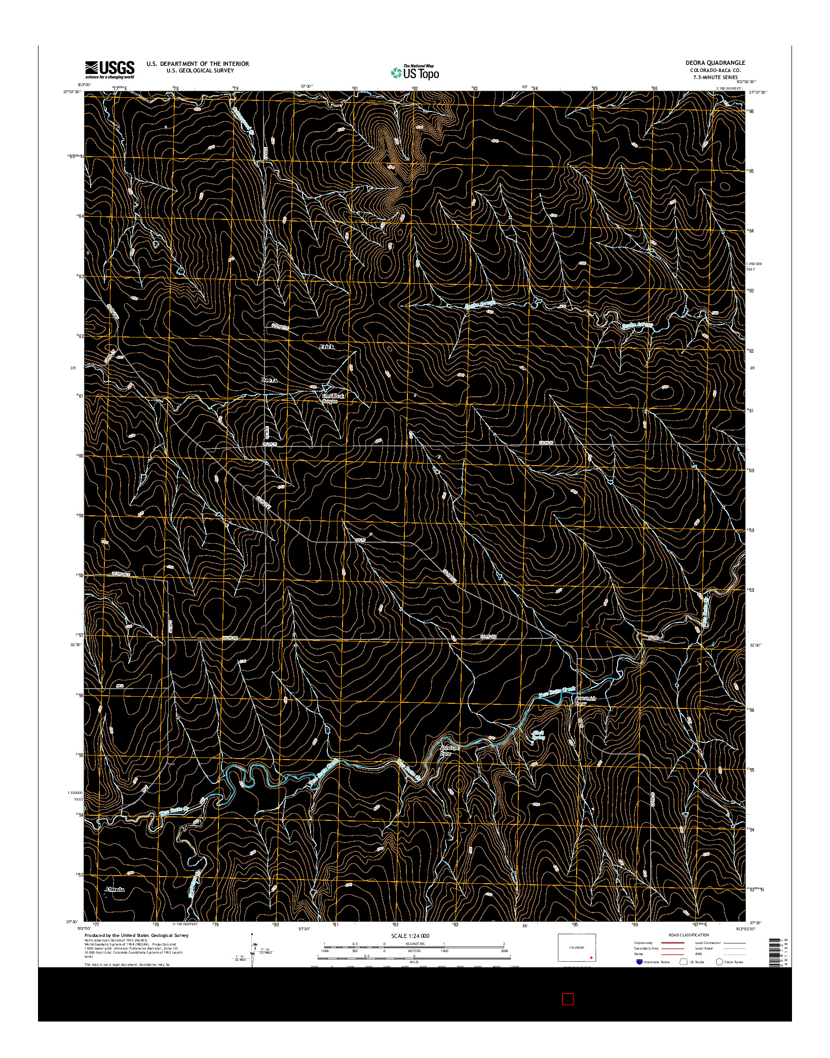 USGS US TOPO 7.5-MINUTE MAP FOR DEORA, CO 2016