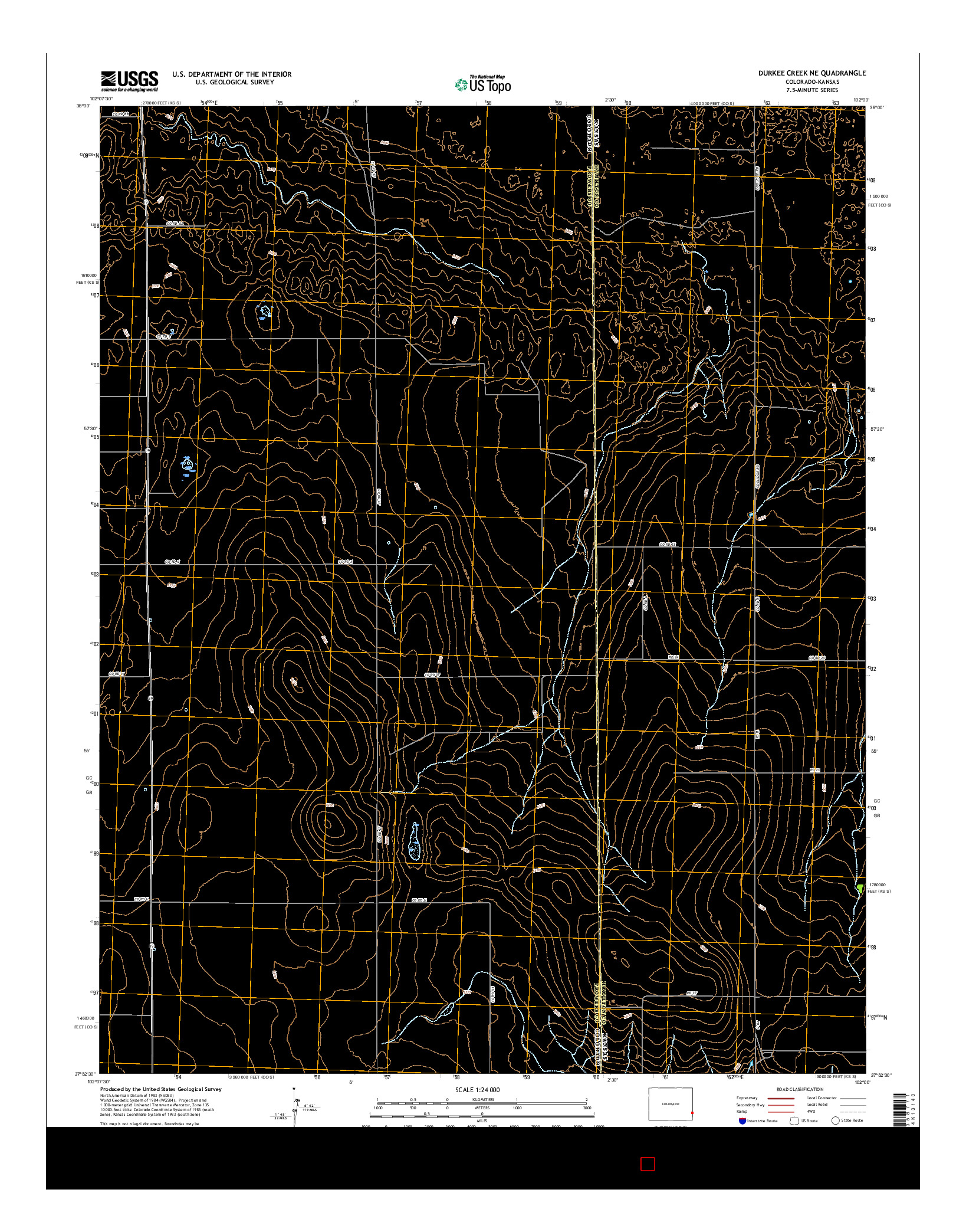 USGS US TOPO 7.5-MINUTE MAP FOR DURKEE CREEK NE, CO-KS 2016