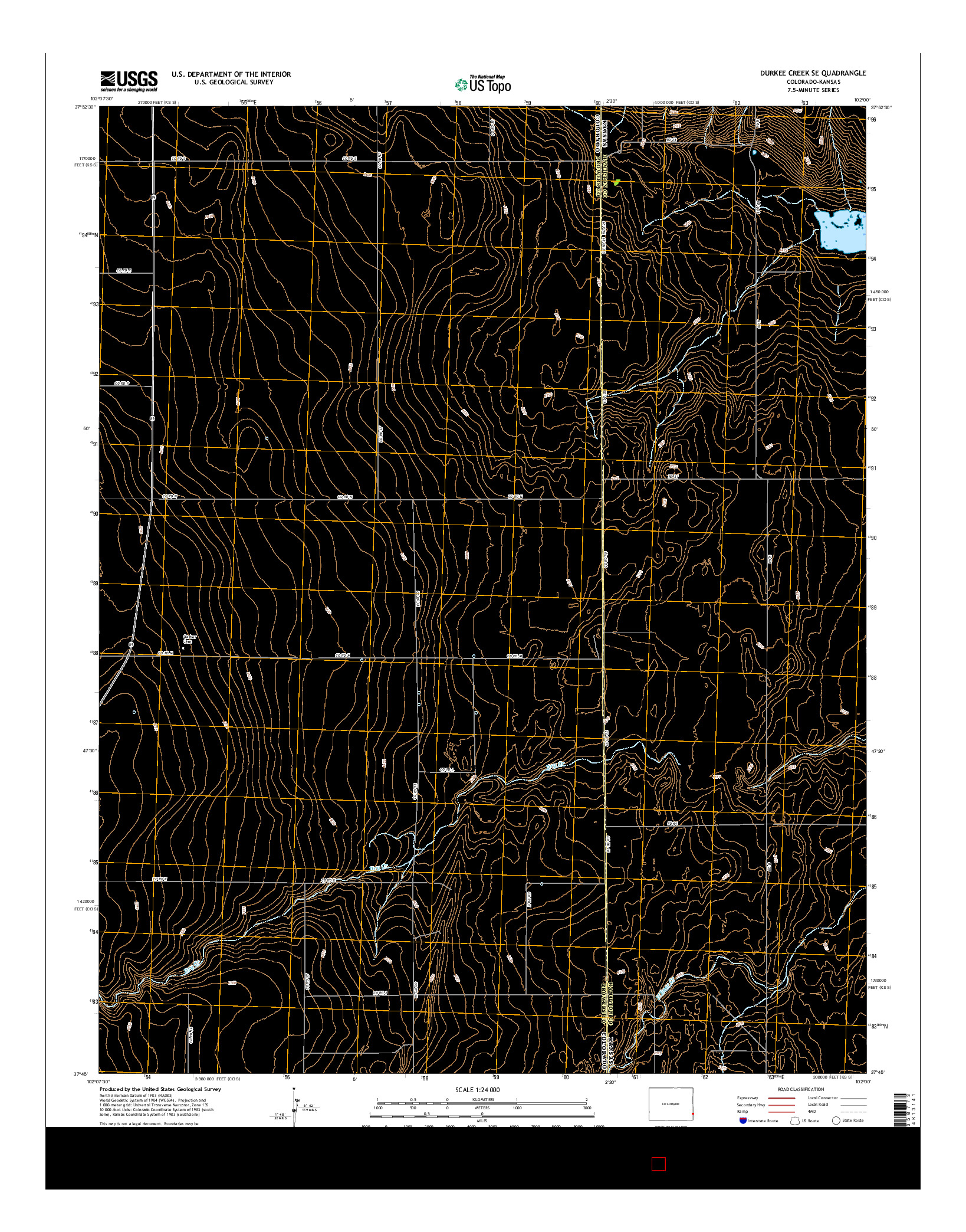 USGS US TOPO 7.5-MINUTE MAP FOR DURKEE CREEK SE, CO-KS 2016