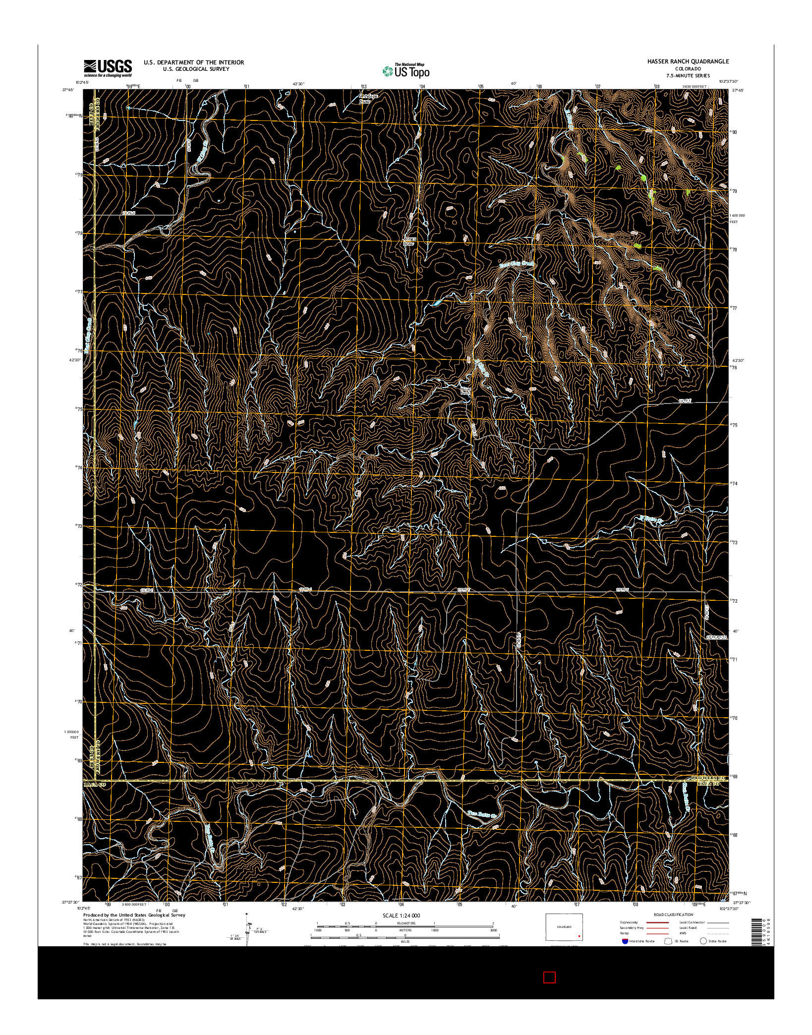 USGS US TOPO 7.5-MINUTE MAP FOR HASSER RANCH, CO 2016