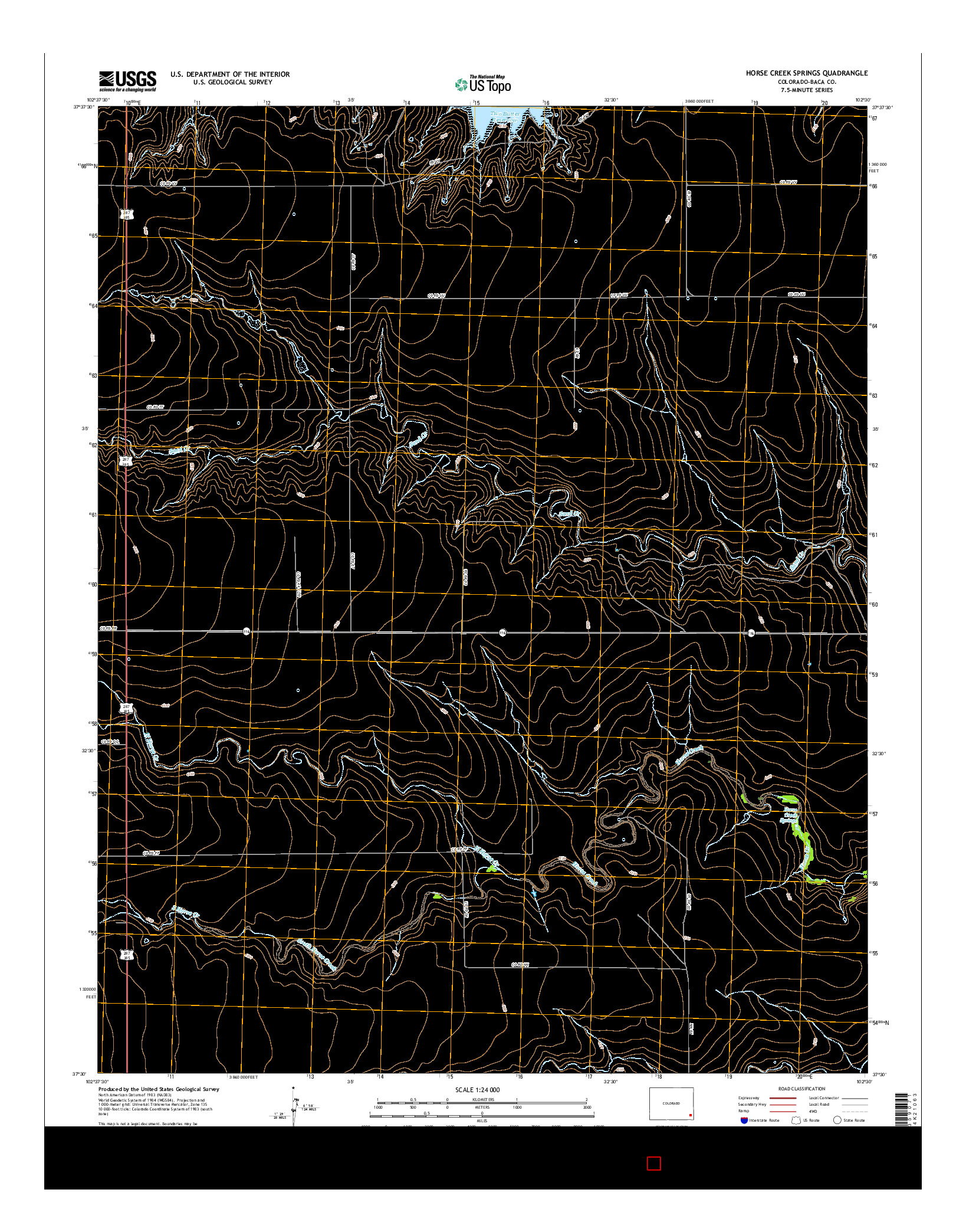 USGS US TOPO 7.5-MINUTE MAP FOR HORSE CREEK SPRINGS, CO 2016