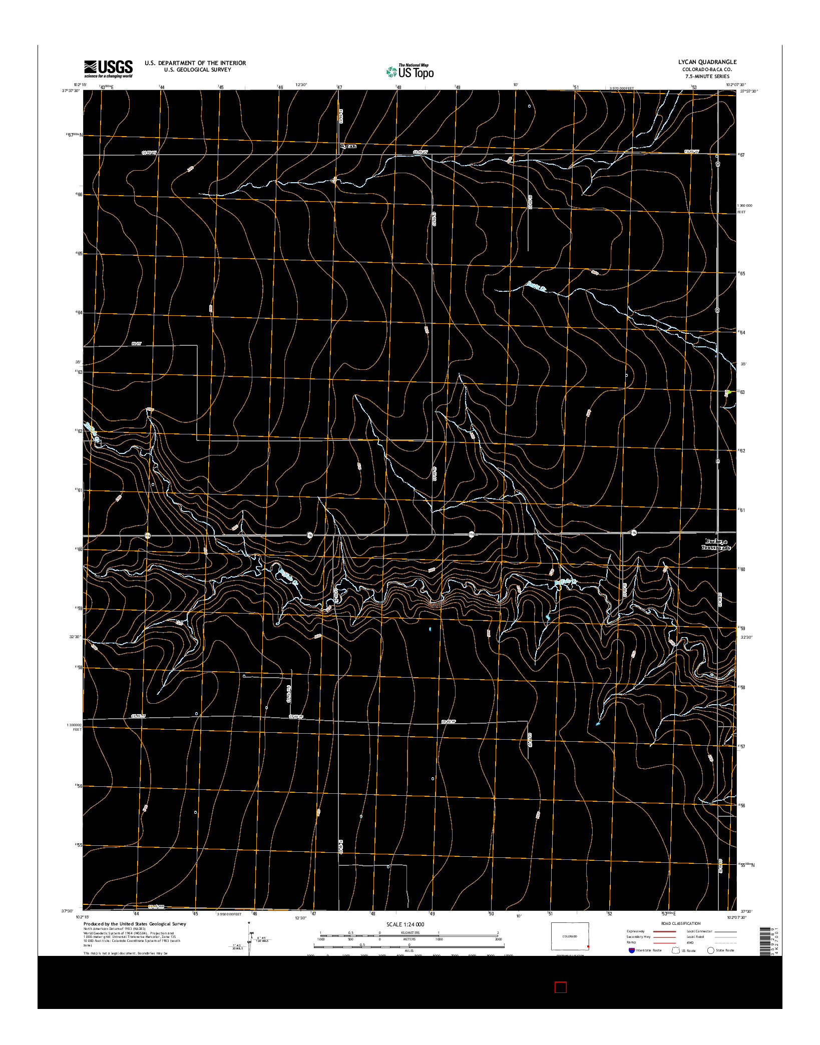 USGS US TOPO 7.5-MINUTE MAP FOR LYCAN, CO 2016