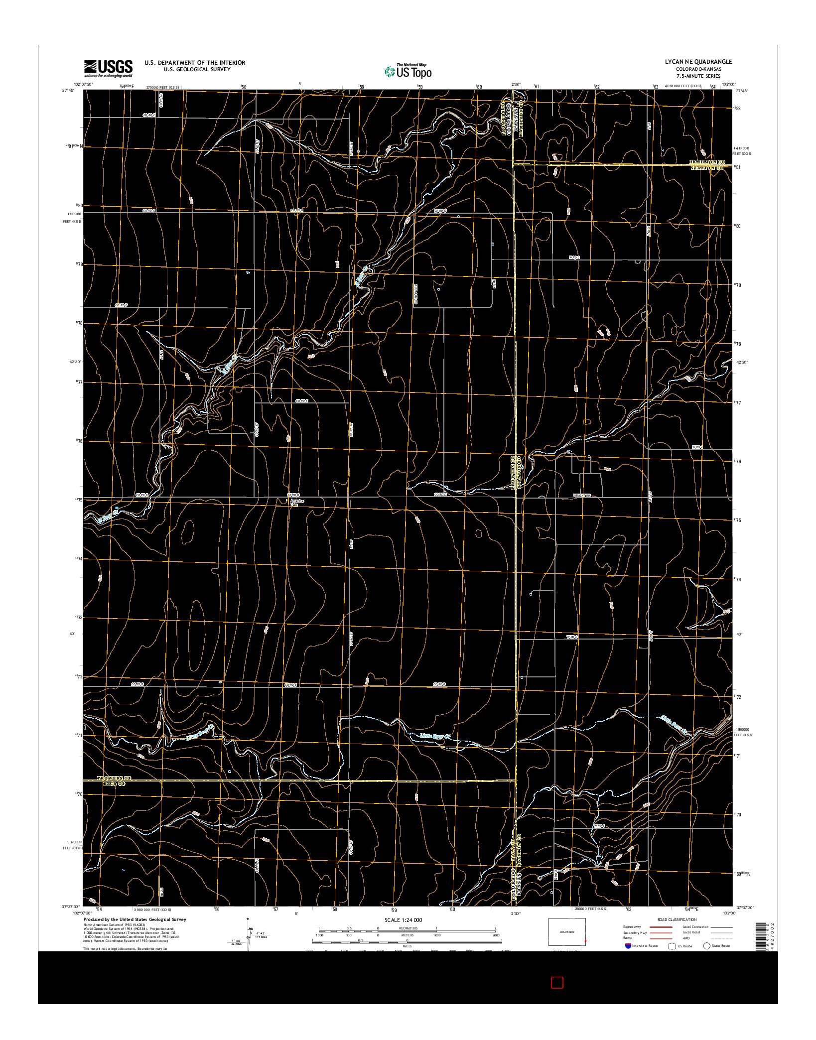 USGS US TOPO 7.5-MINUTE MAP FOR LYCAN NE, CO-KS 2016