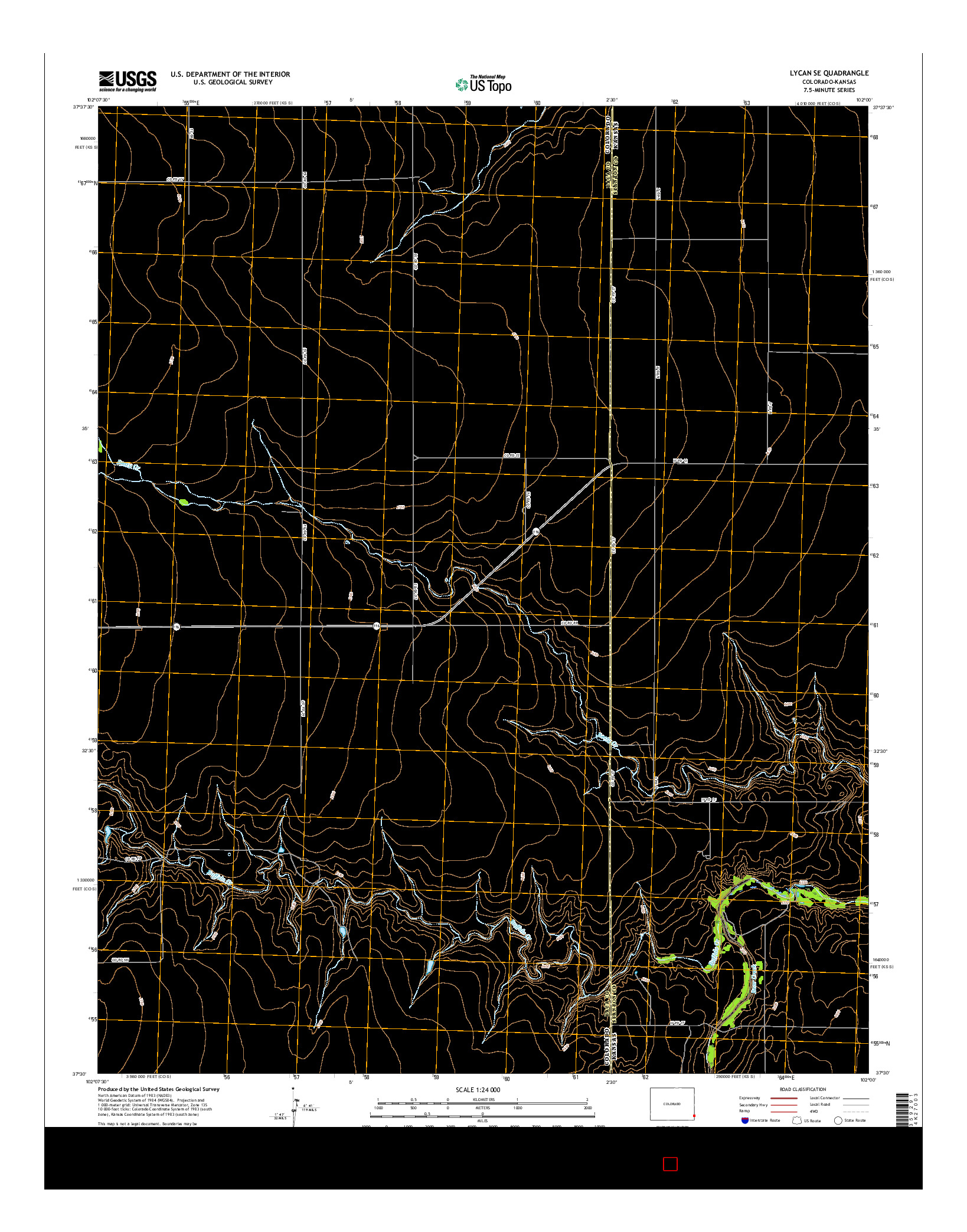 USGS US TOPO 7.5-MINUTE MAP FOR LYCAN SE, CO-KS 2016