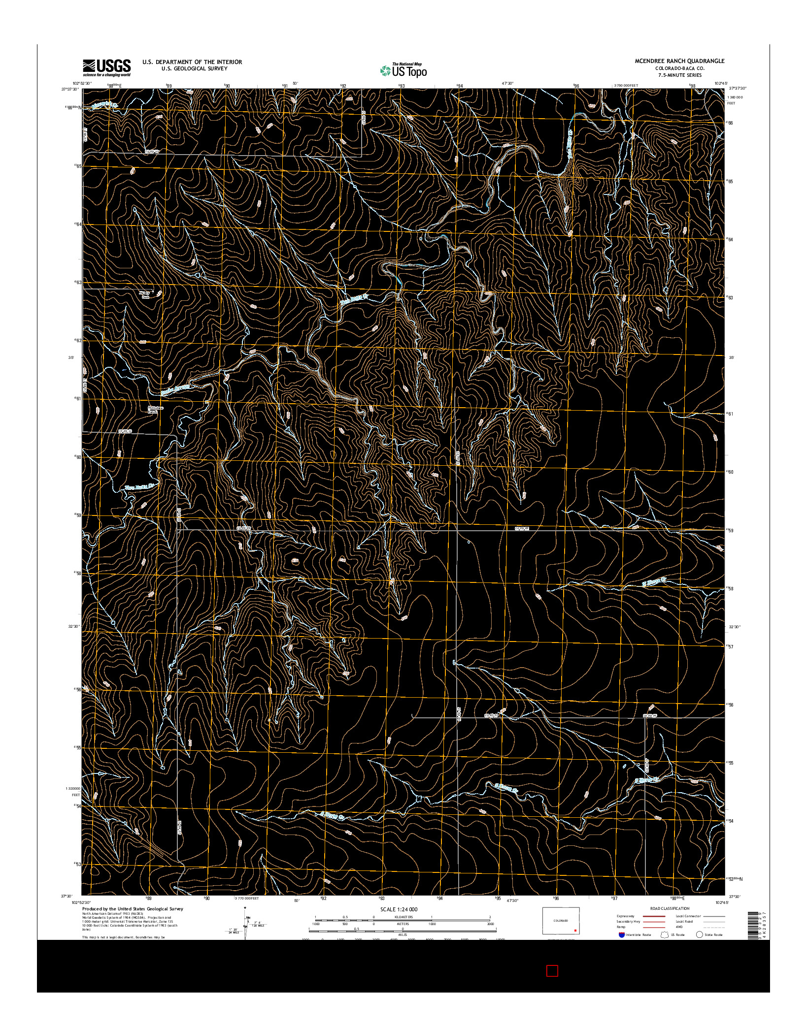 USGS US TOPO 7.5-MINUTE MAP FOR MCENDREE RANCH, CO 2016