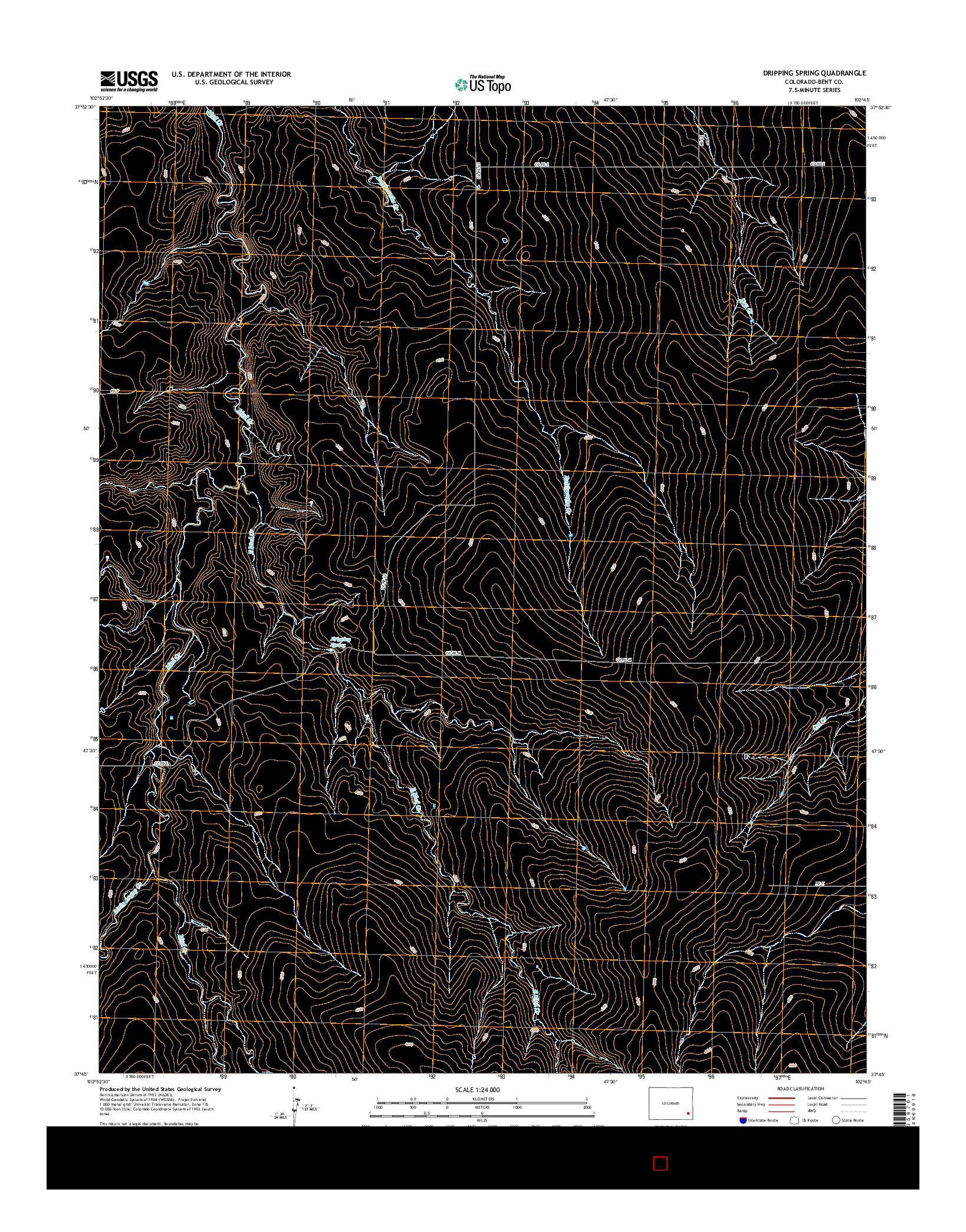 USGS US TOPO 7.5-MINUTE MAP FOR DRIPPING SPRING, CO 2016