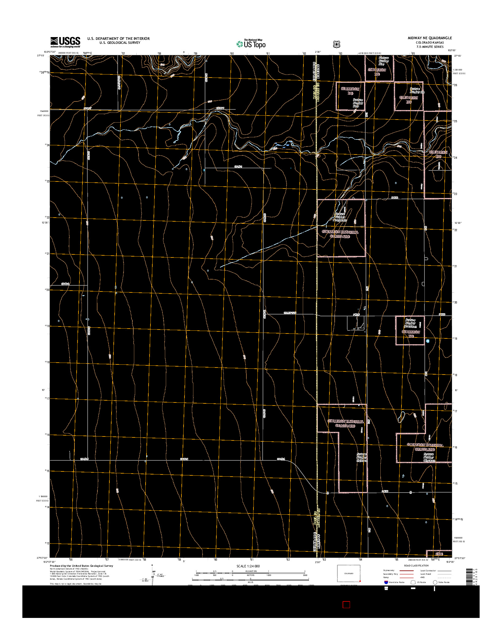 USGS US TOPO 7.5-MINUTE MAP FOR MIDWAY NE, CO-KS 2016
