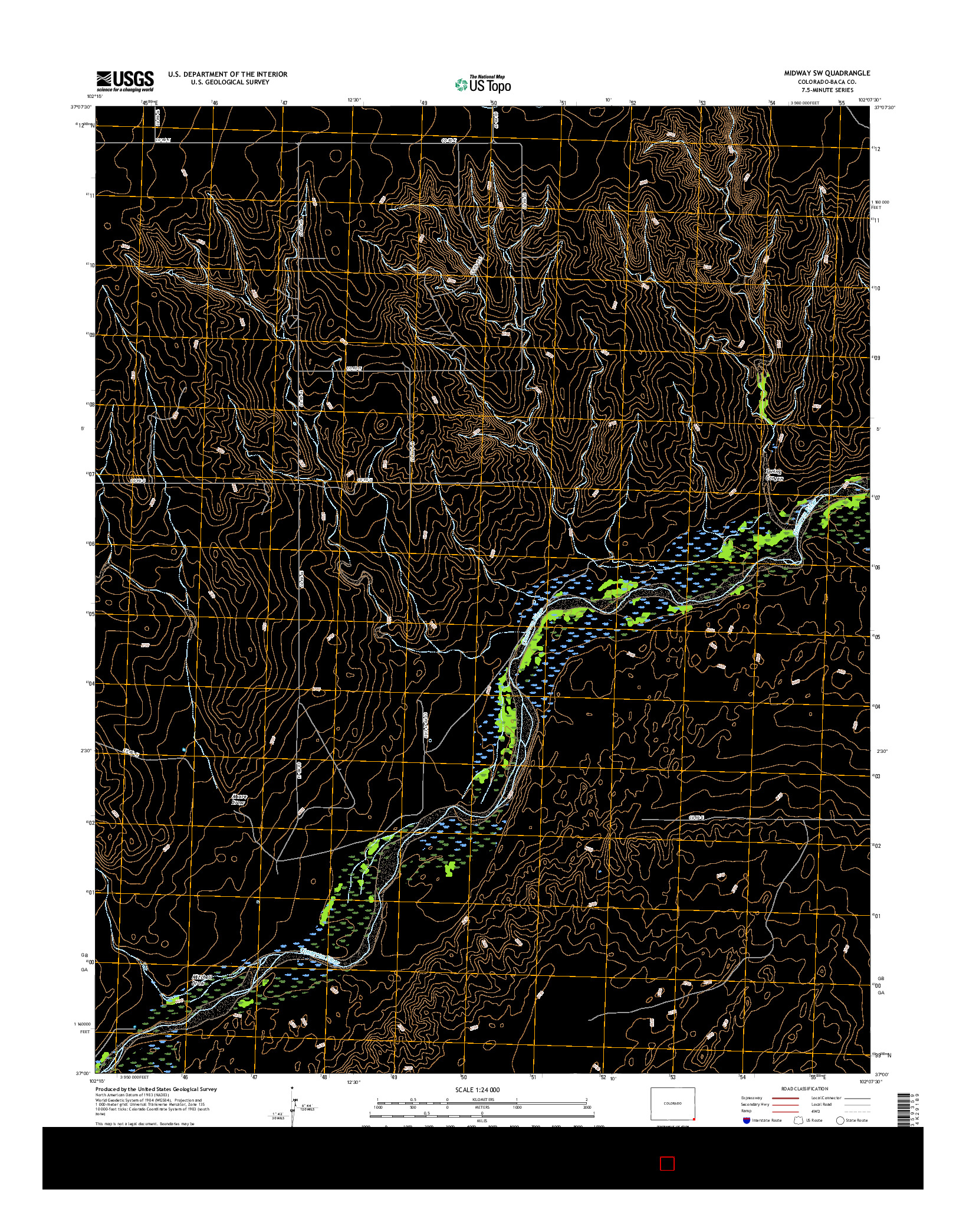 USGS US TOPO 7.5-MINUTE MAP FOR MIDWAY SW, CO 2016