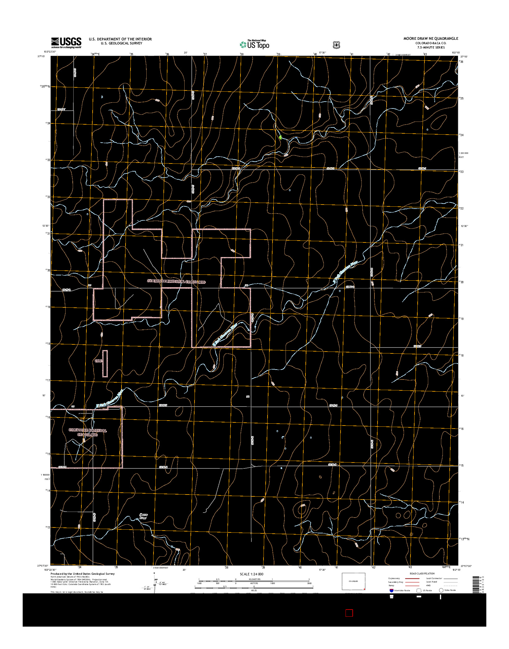 USGS US TOPO 7.5-MINUTE MAP FOR MOORE DRAW NE, CO 2016